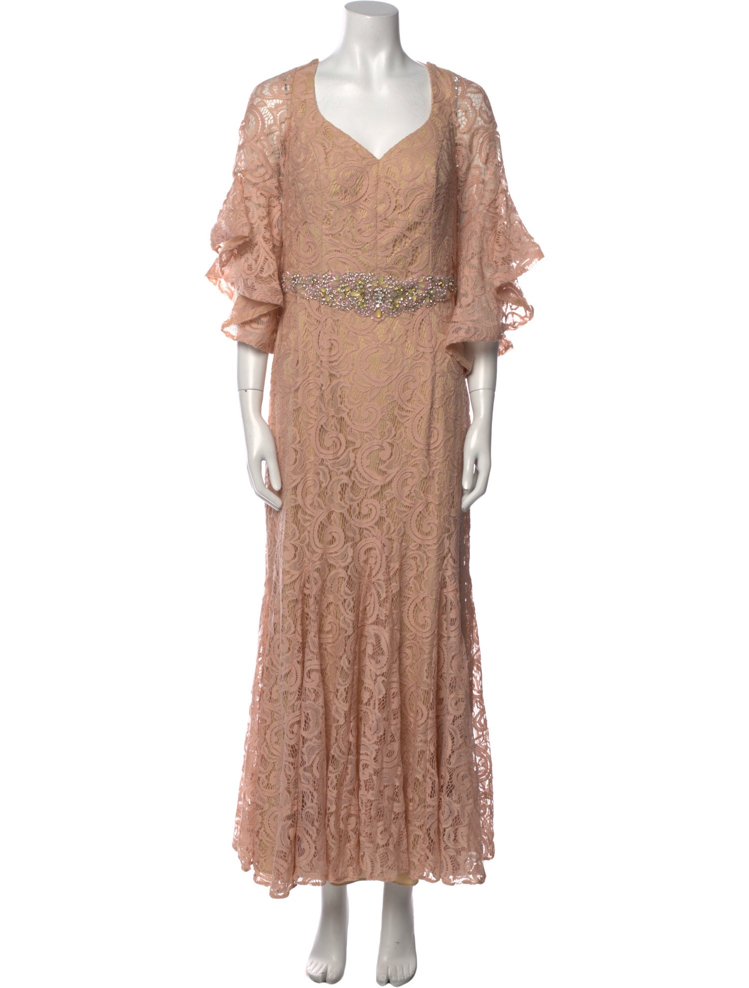 Mac Duggal Lace Pattern Long Dress