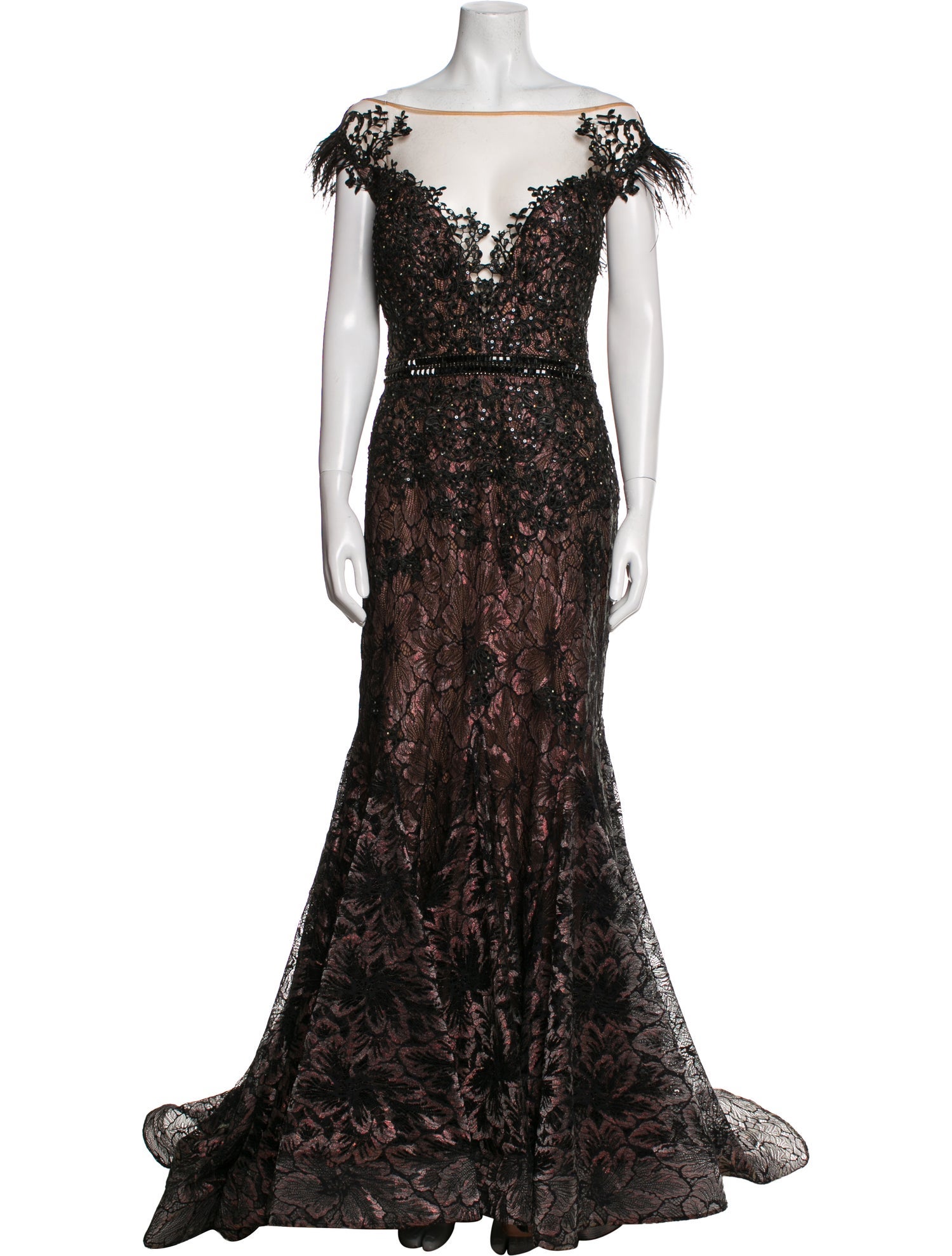 Mac Duggal Lace Pattern Long Dress