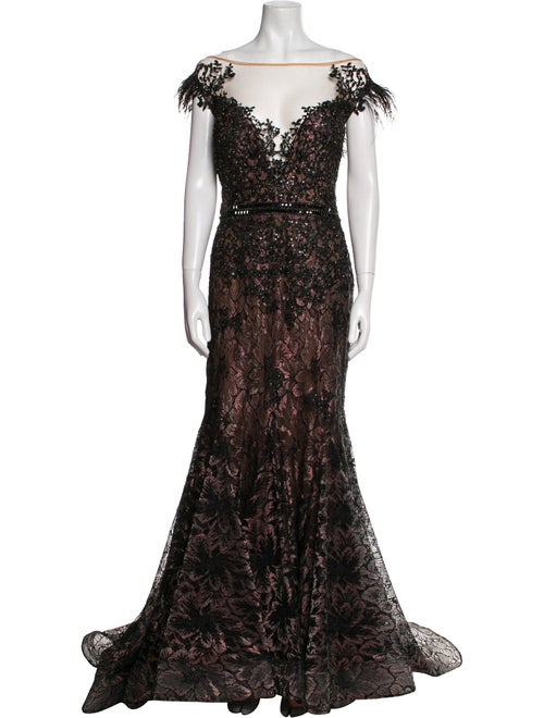 Mac Duggal Lace Pattern Long Dress