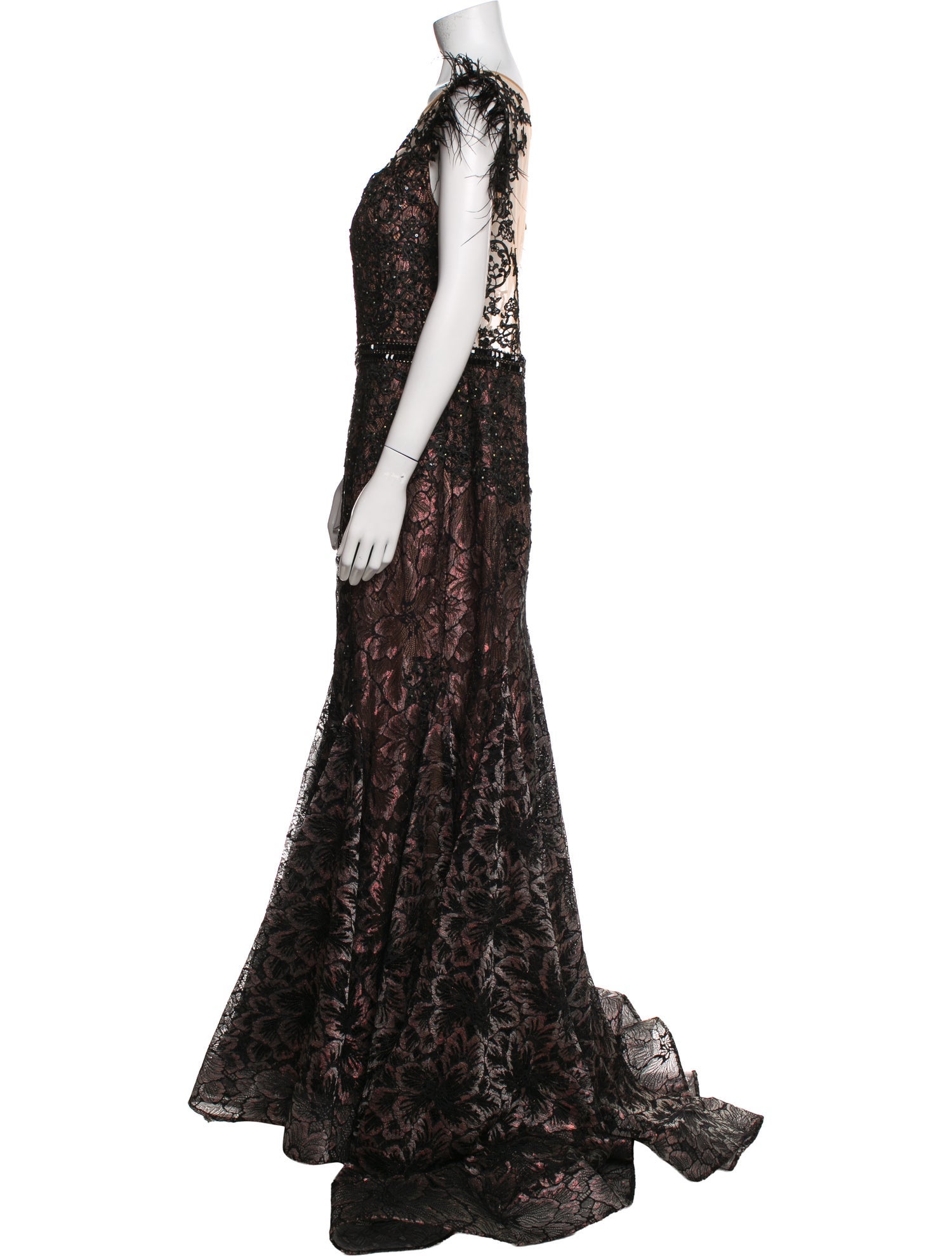 Mac Duggal Lace Pattern Long Dress