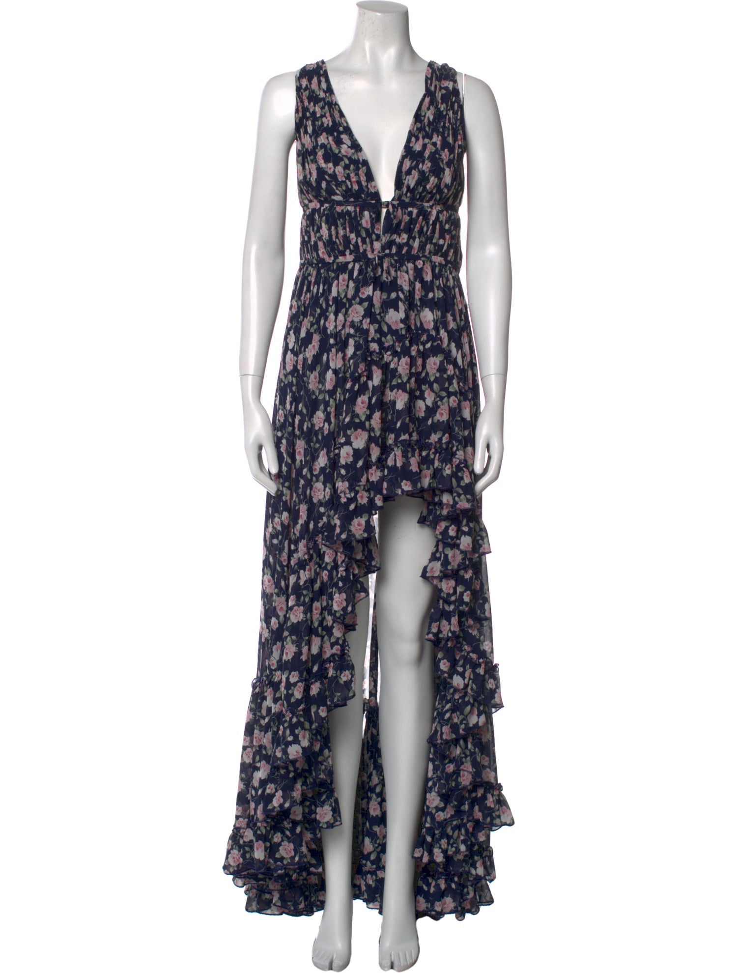 Mac Duggal Floral Print Long Dress