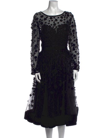 Mac Duggal Lace Pattern Midi Length Dress