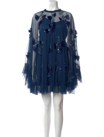 Mac Duggal Crew Neck Mini Dress