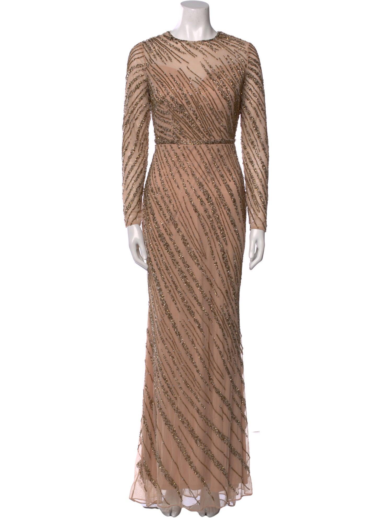 Mac Duggal Striped Long Dress