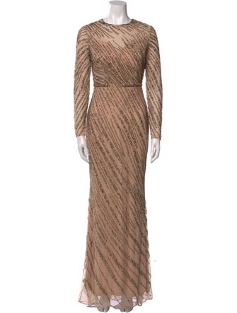 Mac Duggal Striped Long Dress