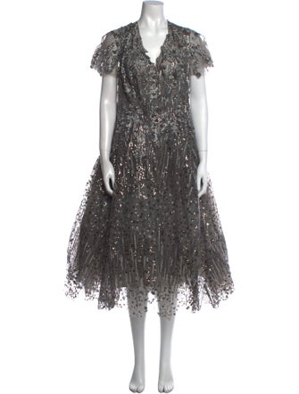 Mac Duggal V-Neck Long Dress