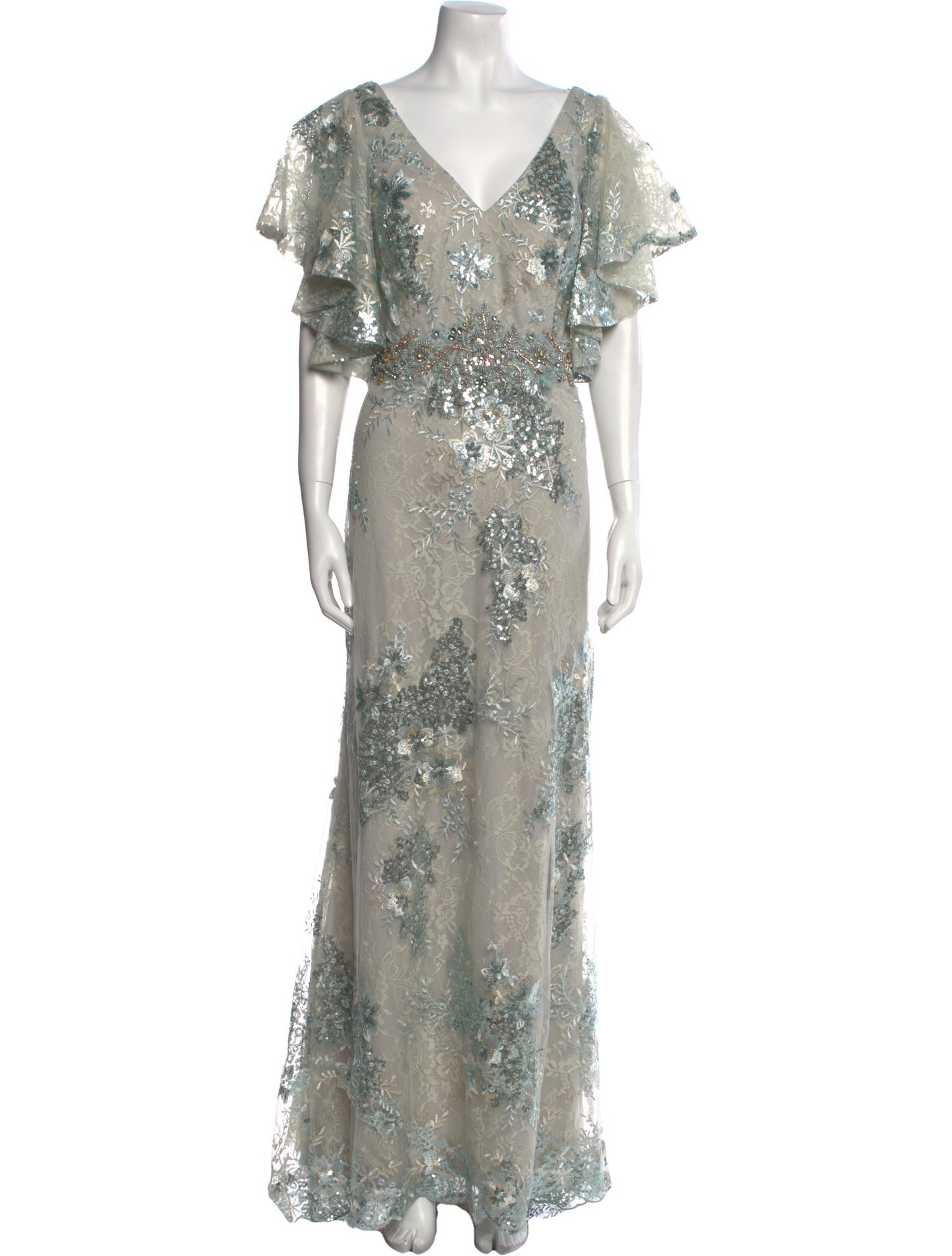 Mac Duggal Floral Print Long Dress