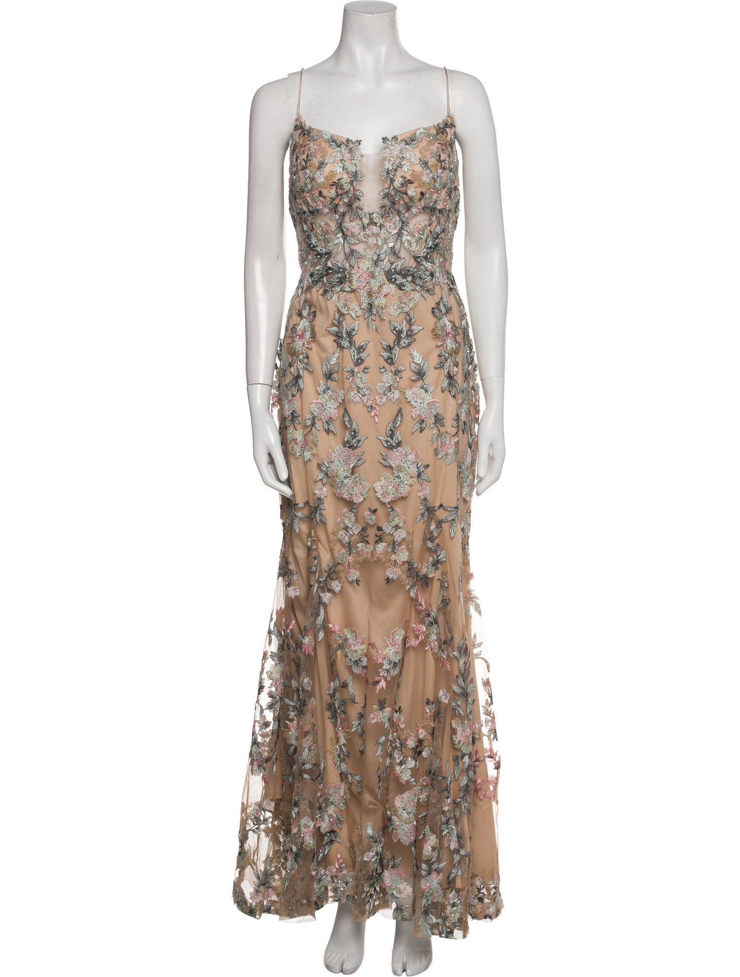 Mac Duggal Floral Print Long Dress