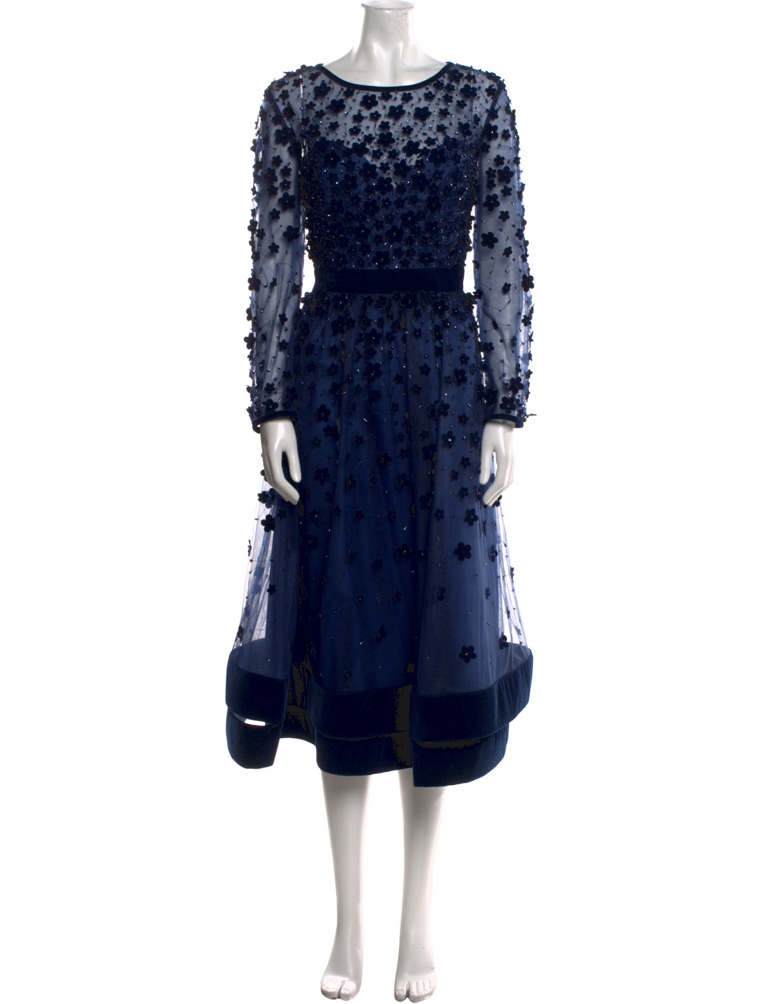 Mac Duggal Lace Pattern Midi Length Dress