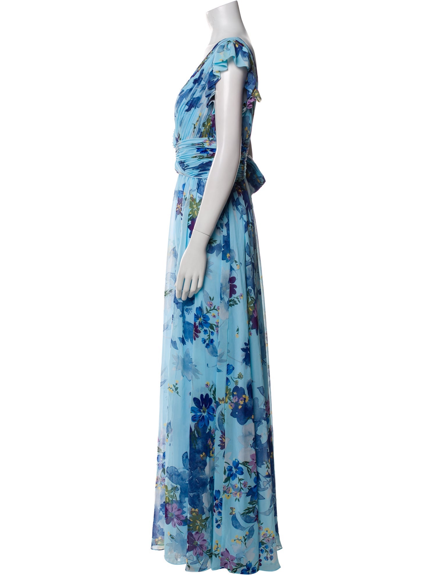 Mac Duggal Floral Print Long Dress w/ Tags