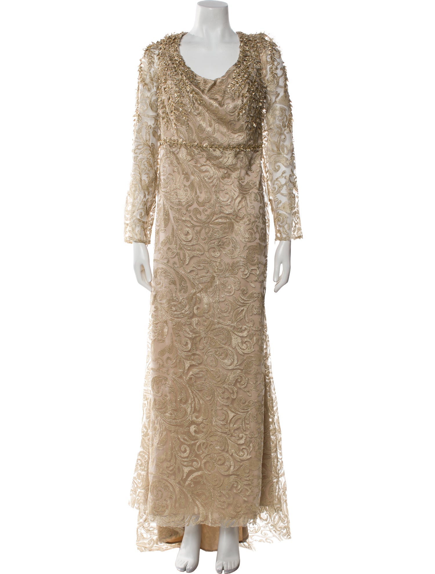 Mac Duggal Lace Pattern Long Dress