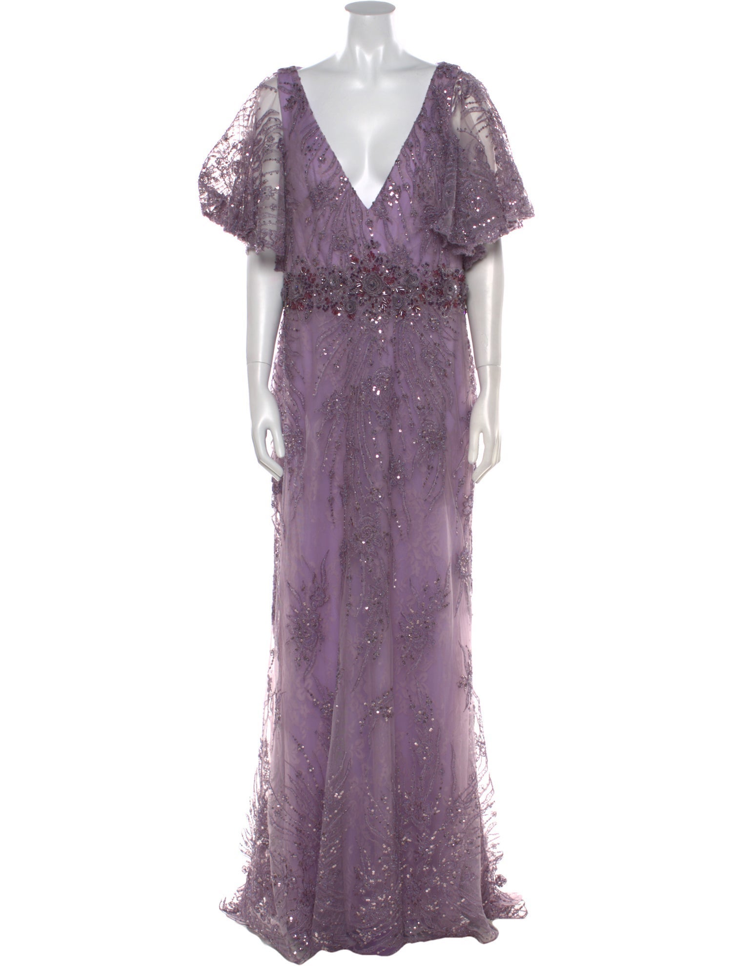 Mac Duggal Floral Print Long Dress