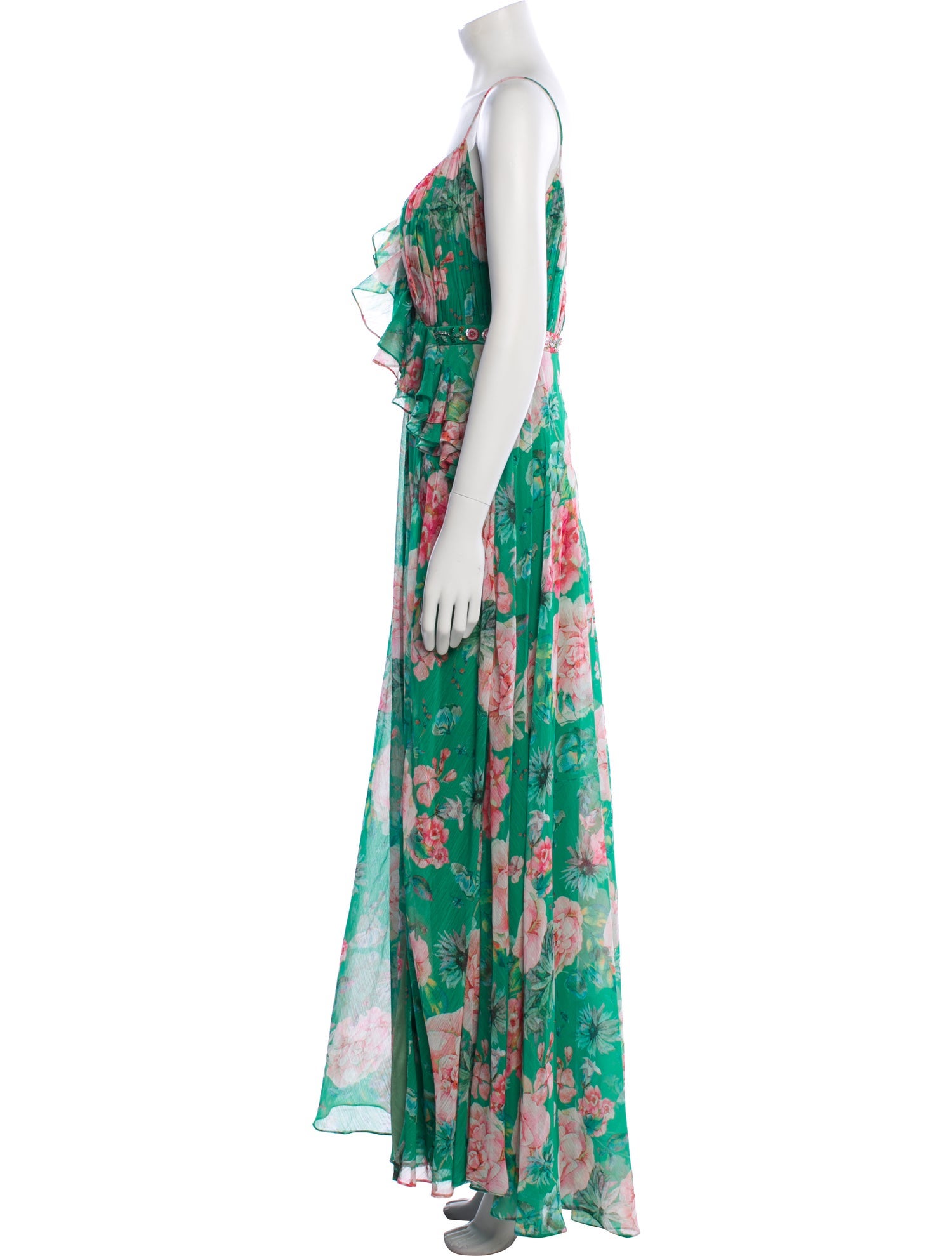 Mac Duggal Floral Print Long Dress