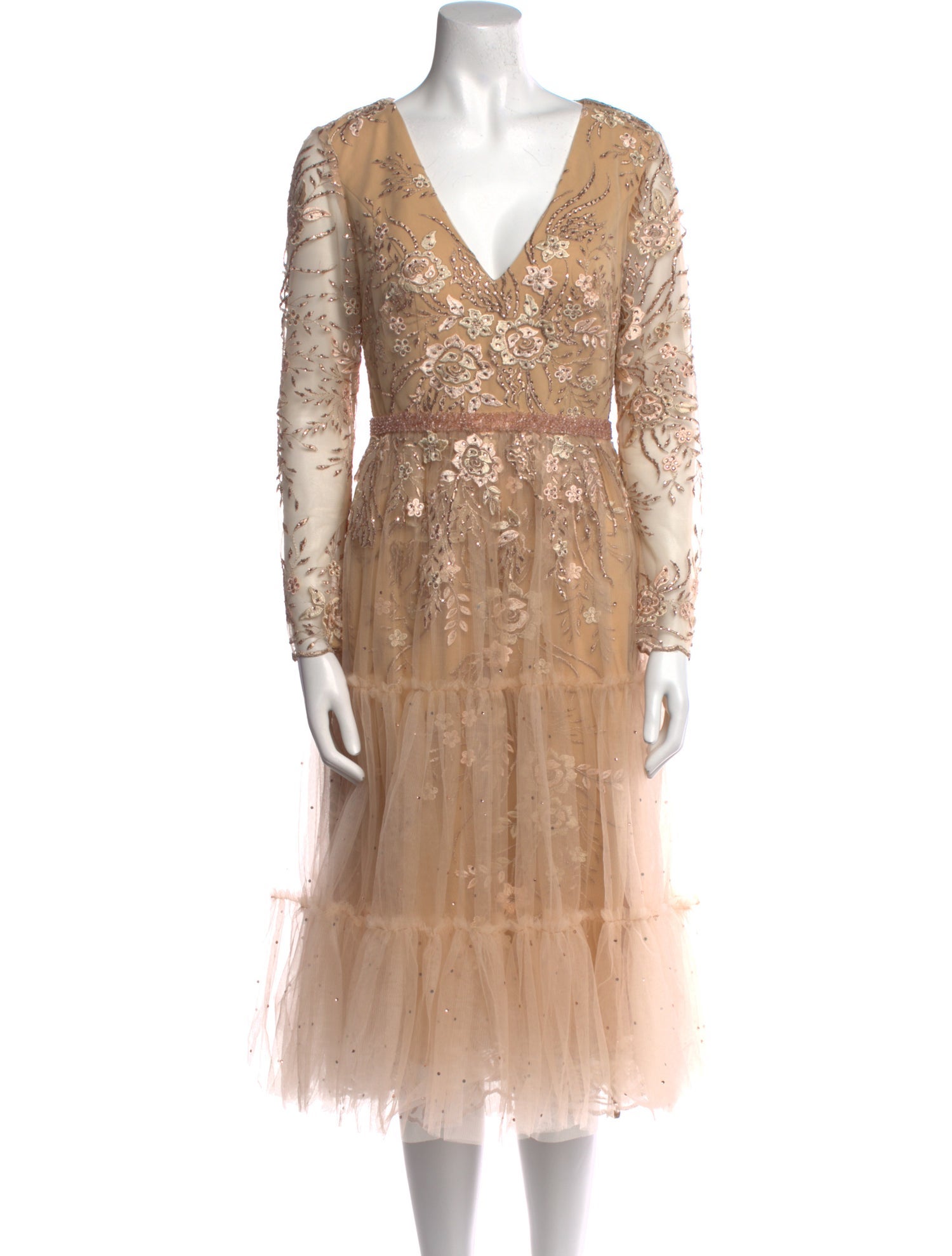 Mac Duggal Lace Pattern Midi Length Dress