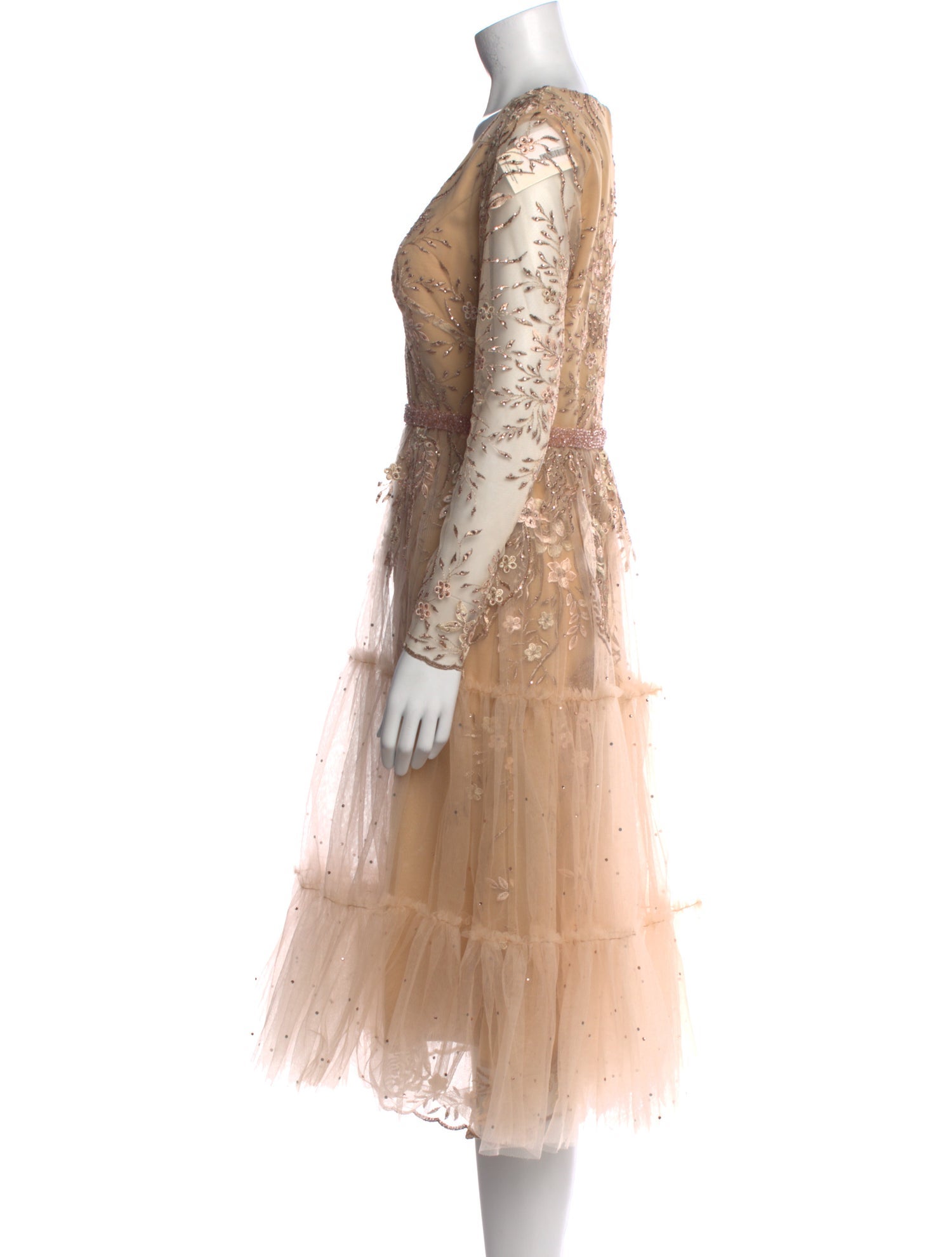 Mac Duggal Lace Pattern Midi Length Dress