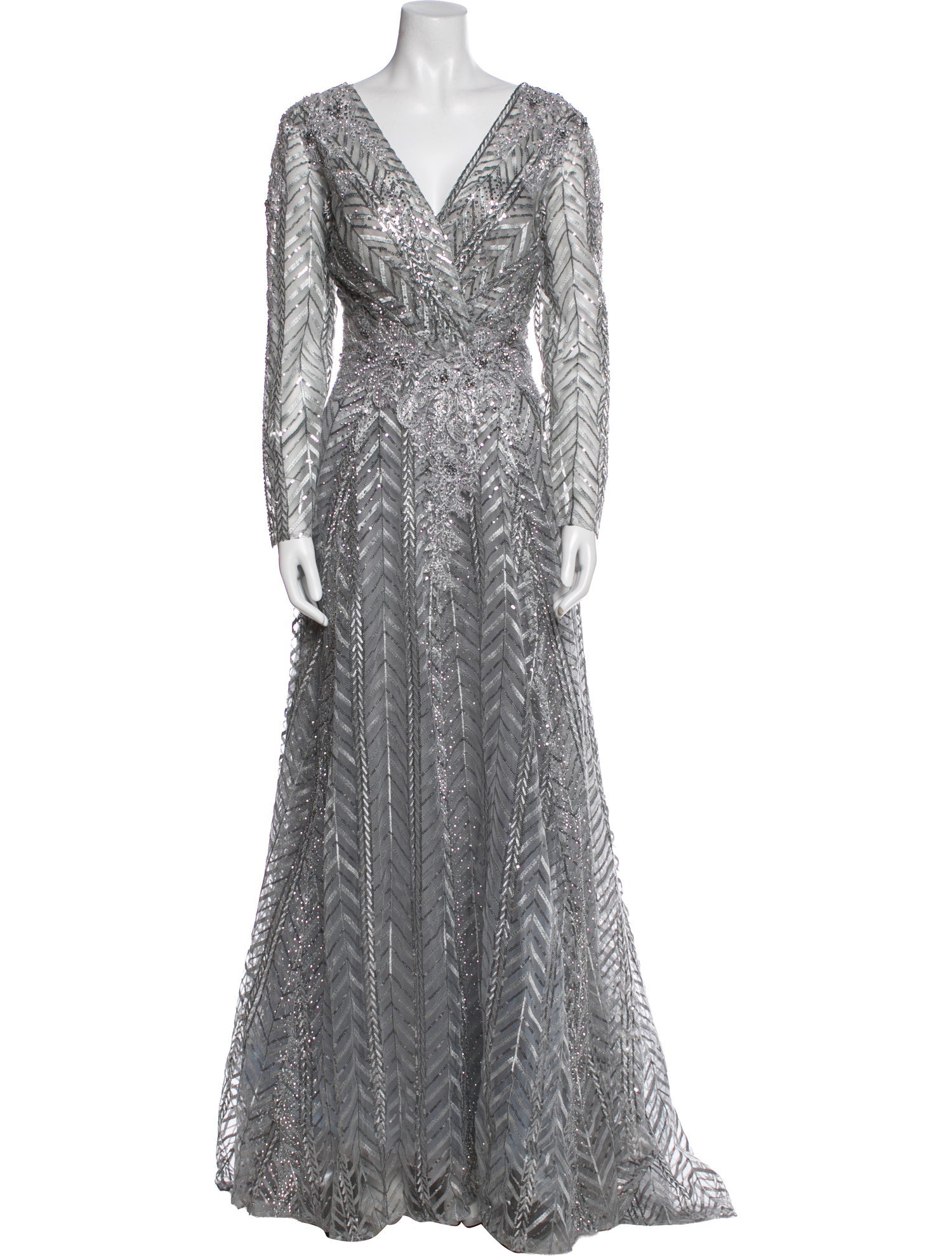 Mac Duggal V-Neck Long Dress