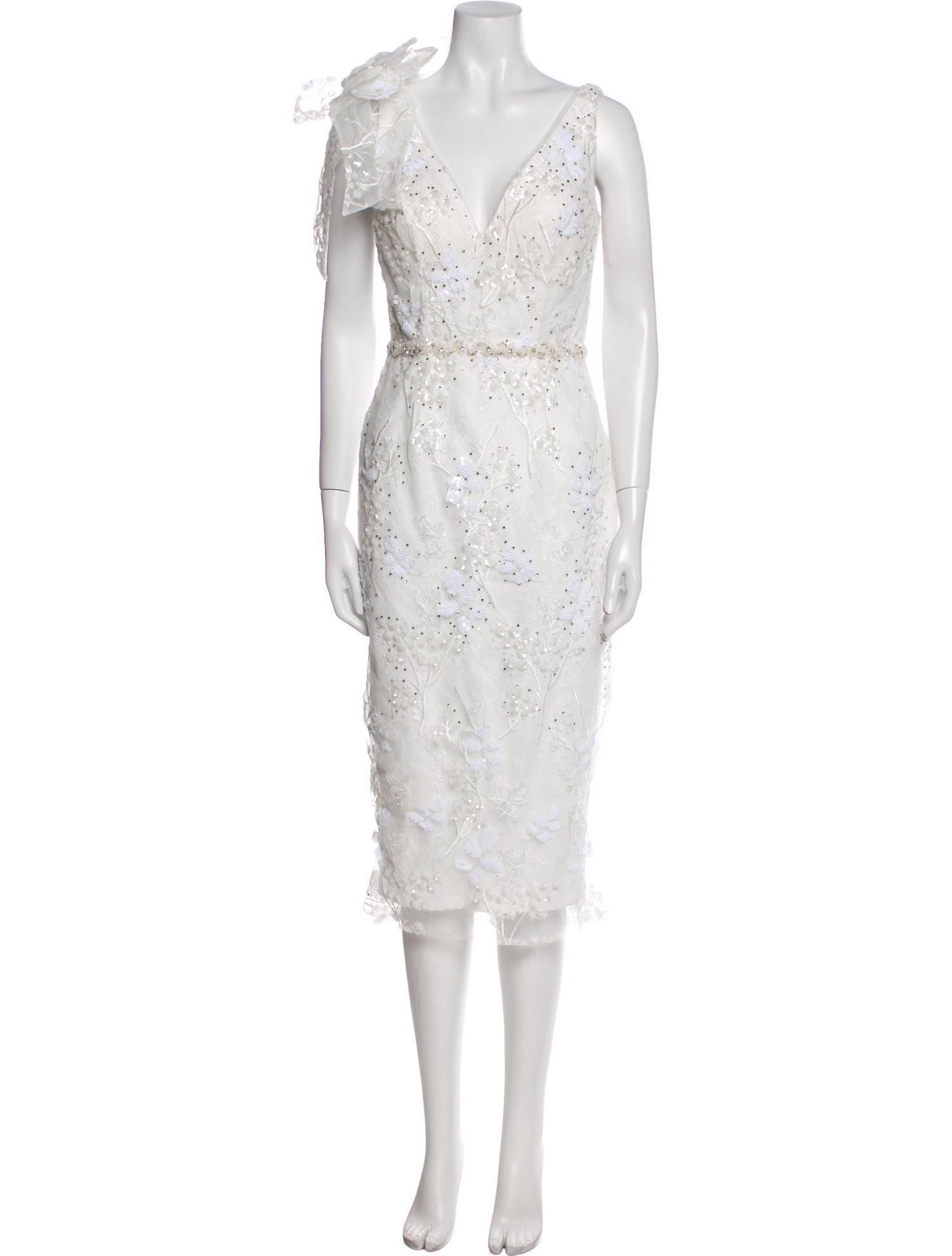 Mac Duggal Lace Pattern Midi Length Dress w/ Tags