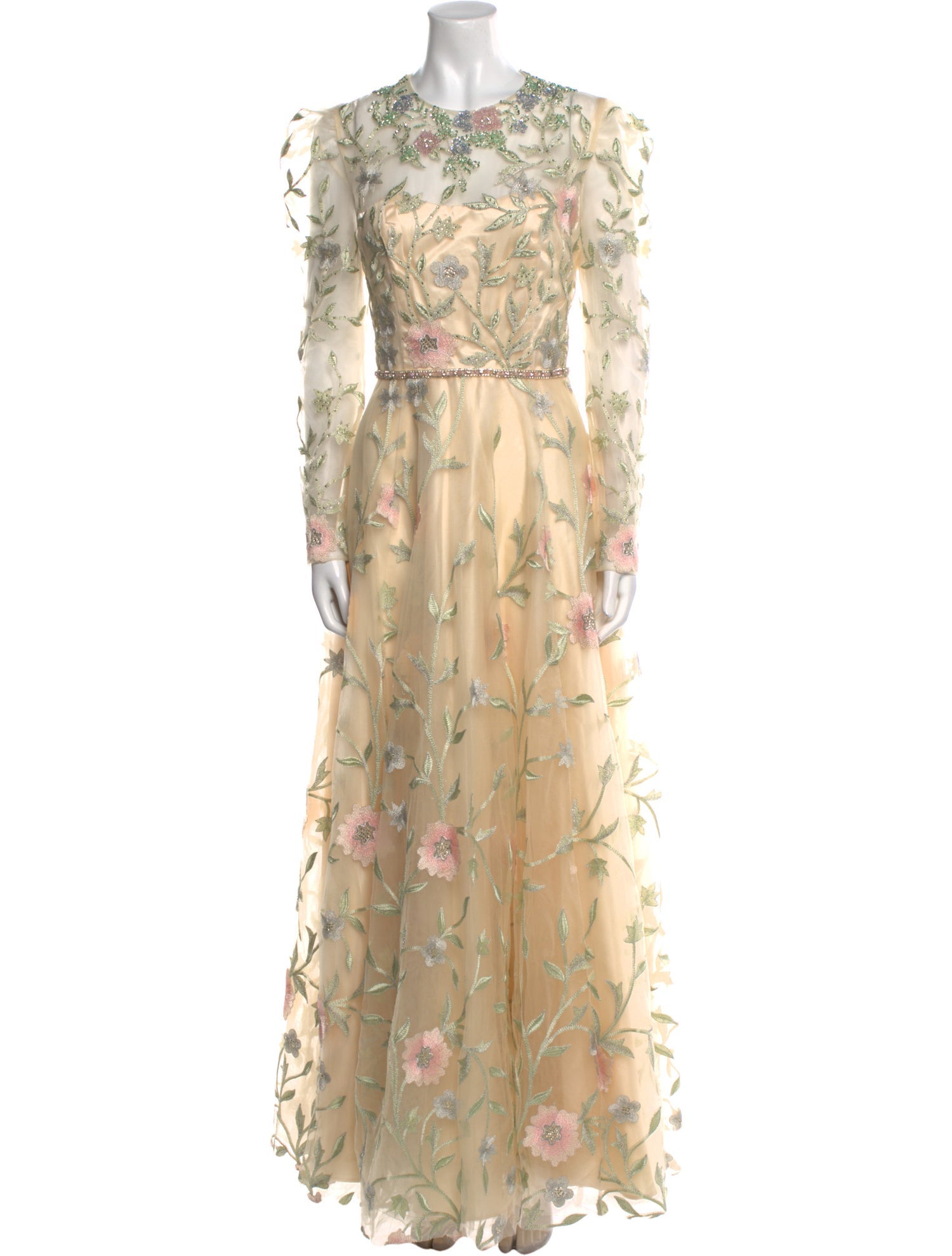 Mac Duggal Floral Print Long Dress