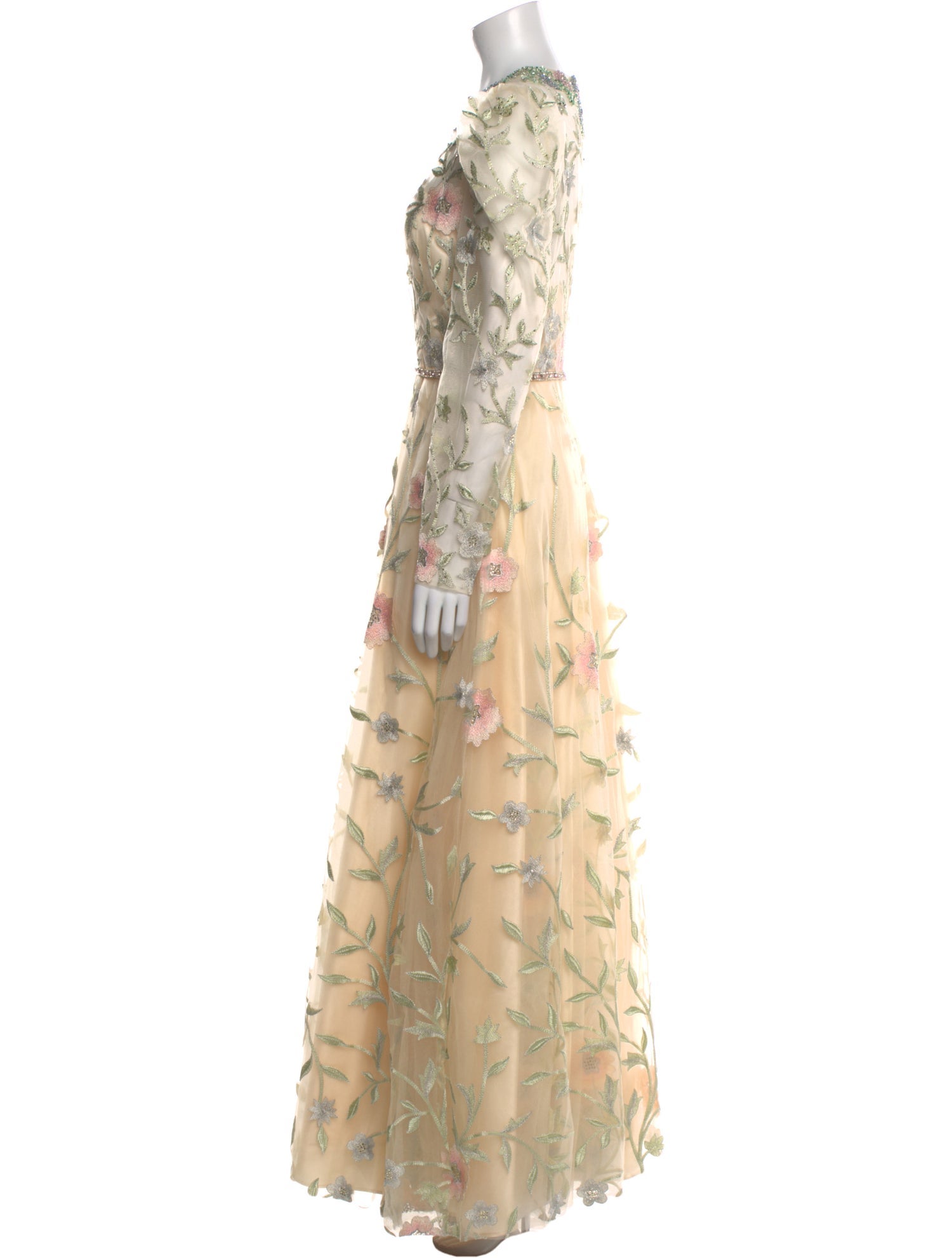 Mac Duggal Floral Print Long Dress