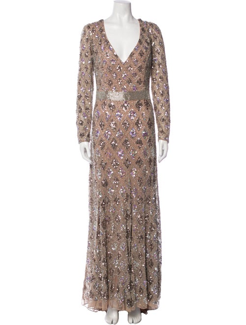 Mac Duggal Floral Print Long Dress