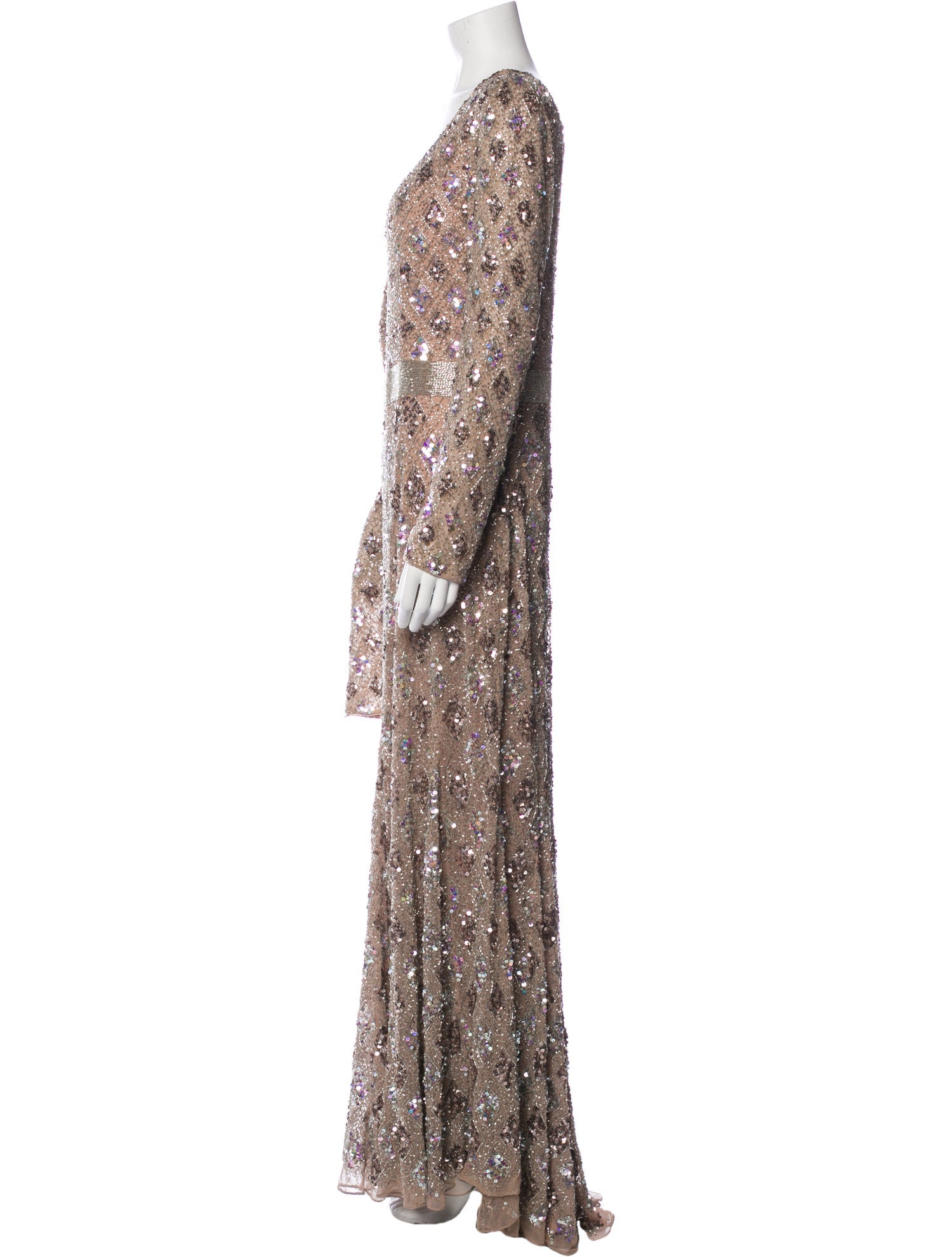 Mac Duggal Floral Print Long Dress