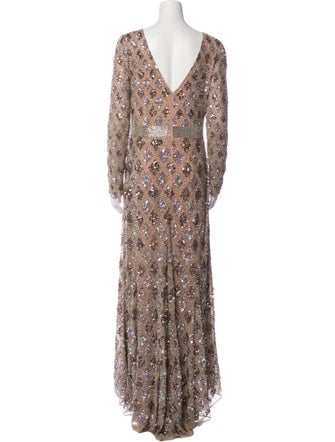 Mac Duggal Floral Print Long Dress