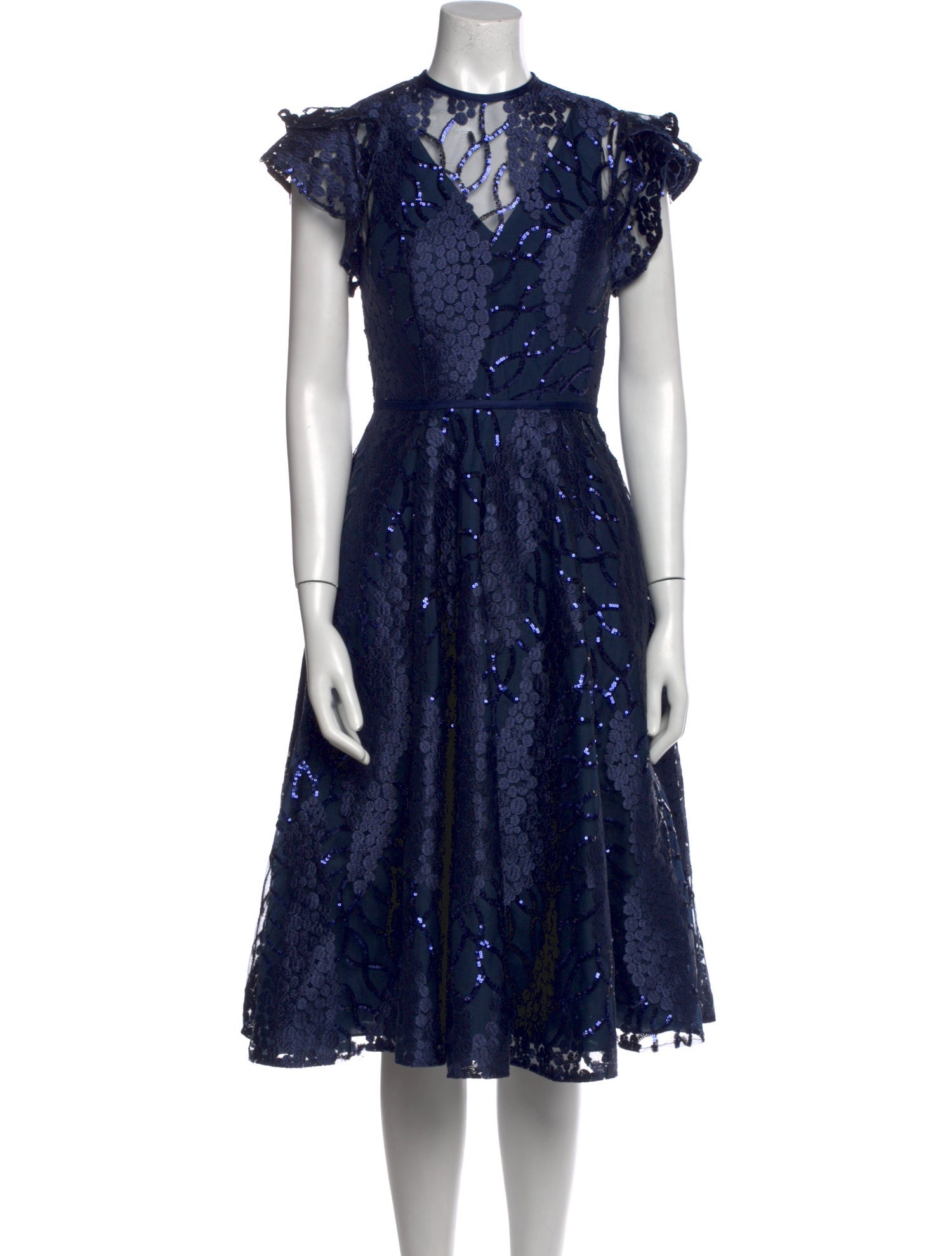 Mac Duggal Lace Pattern Midi Length Dress w/ Tags