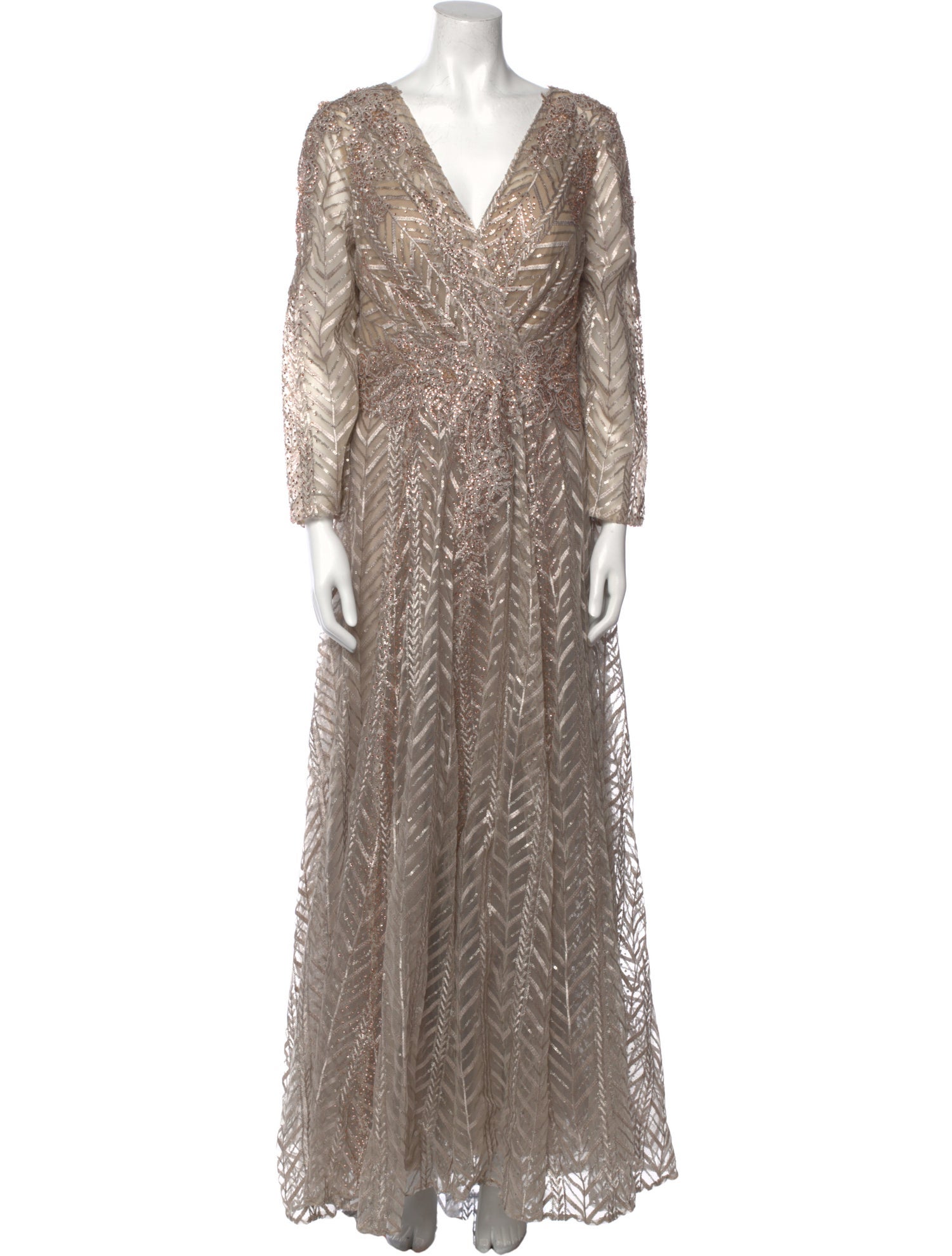 Mac Duggal V-Neck Long Dress