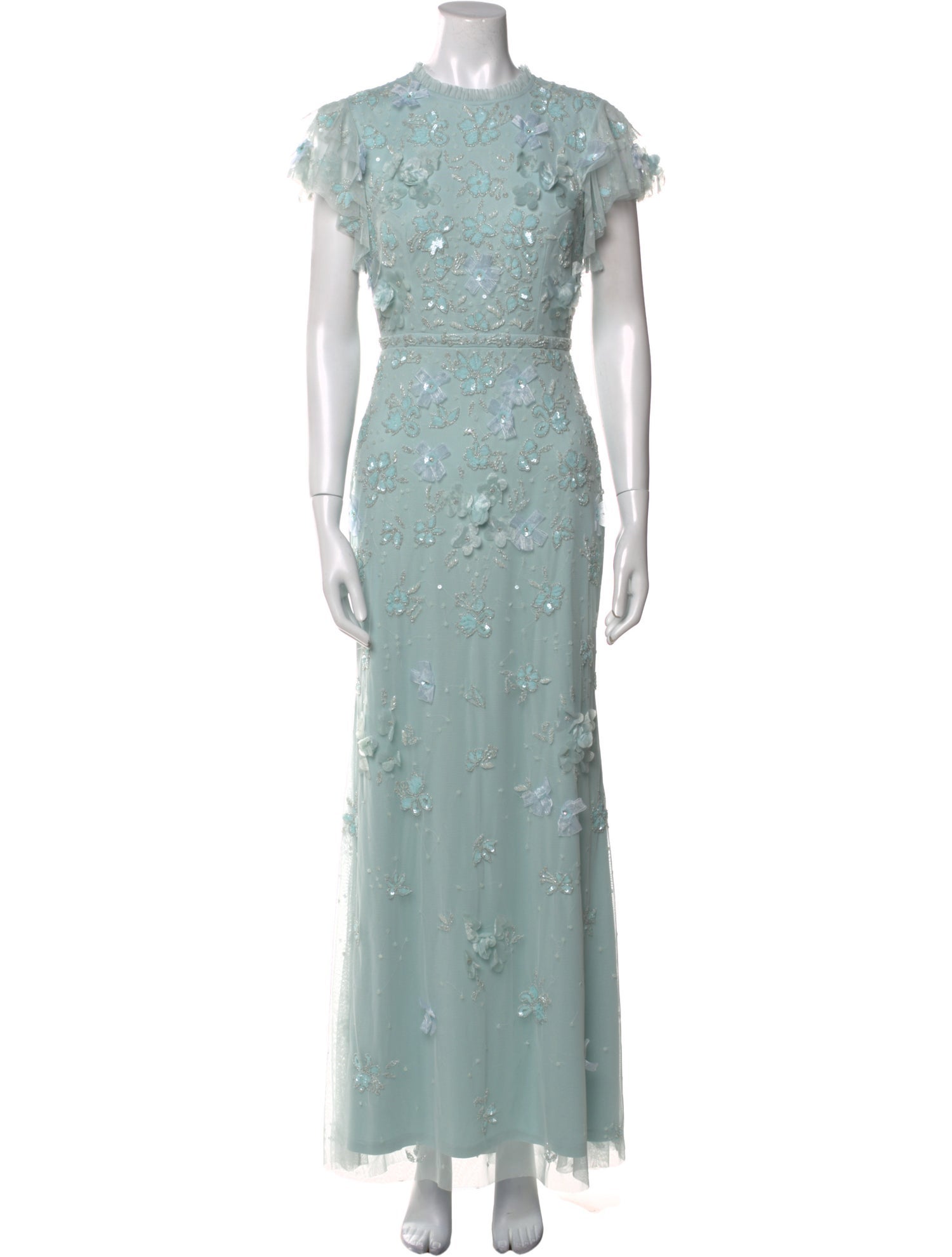 Mac Duggal Floral Print Long Dress