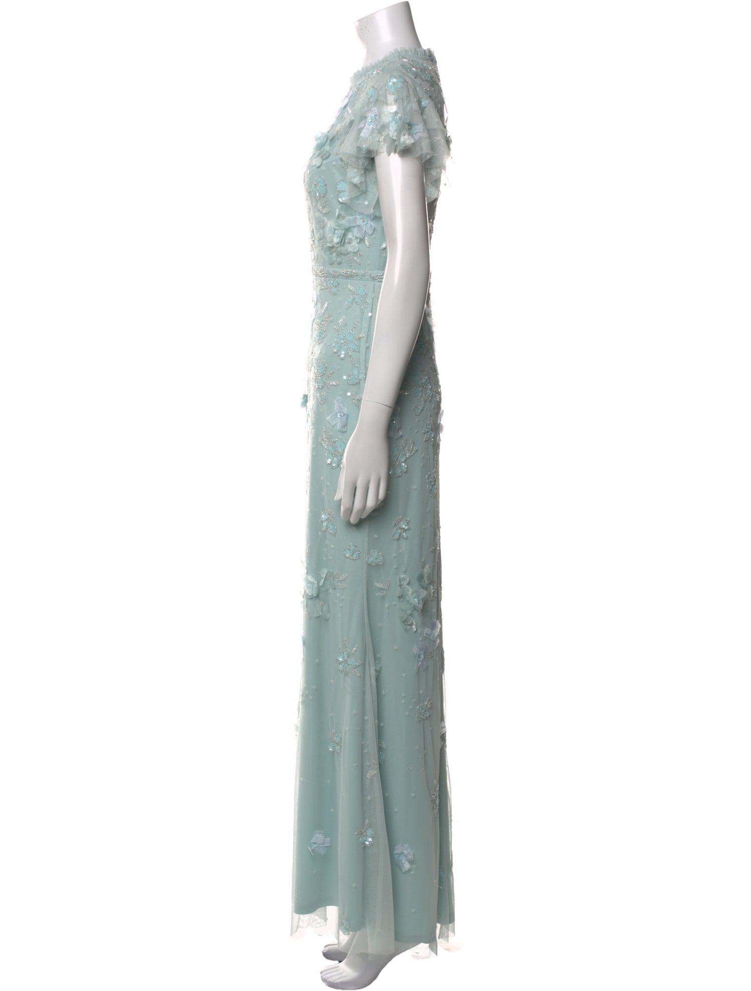 Mac Duggal Floral Print Long Dress