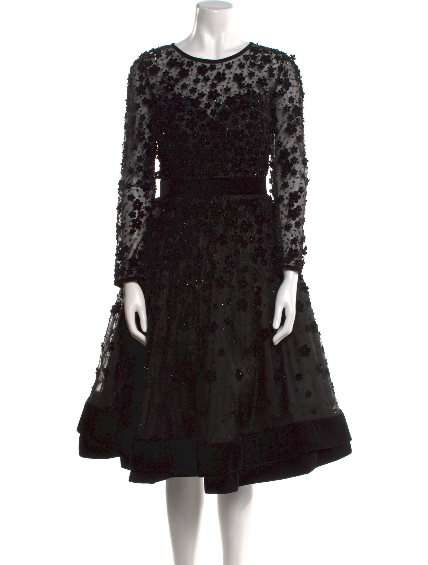 Mac Duggal Lace Pattern Midi Length Dress