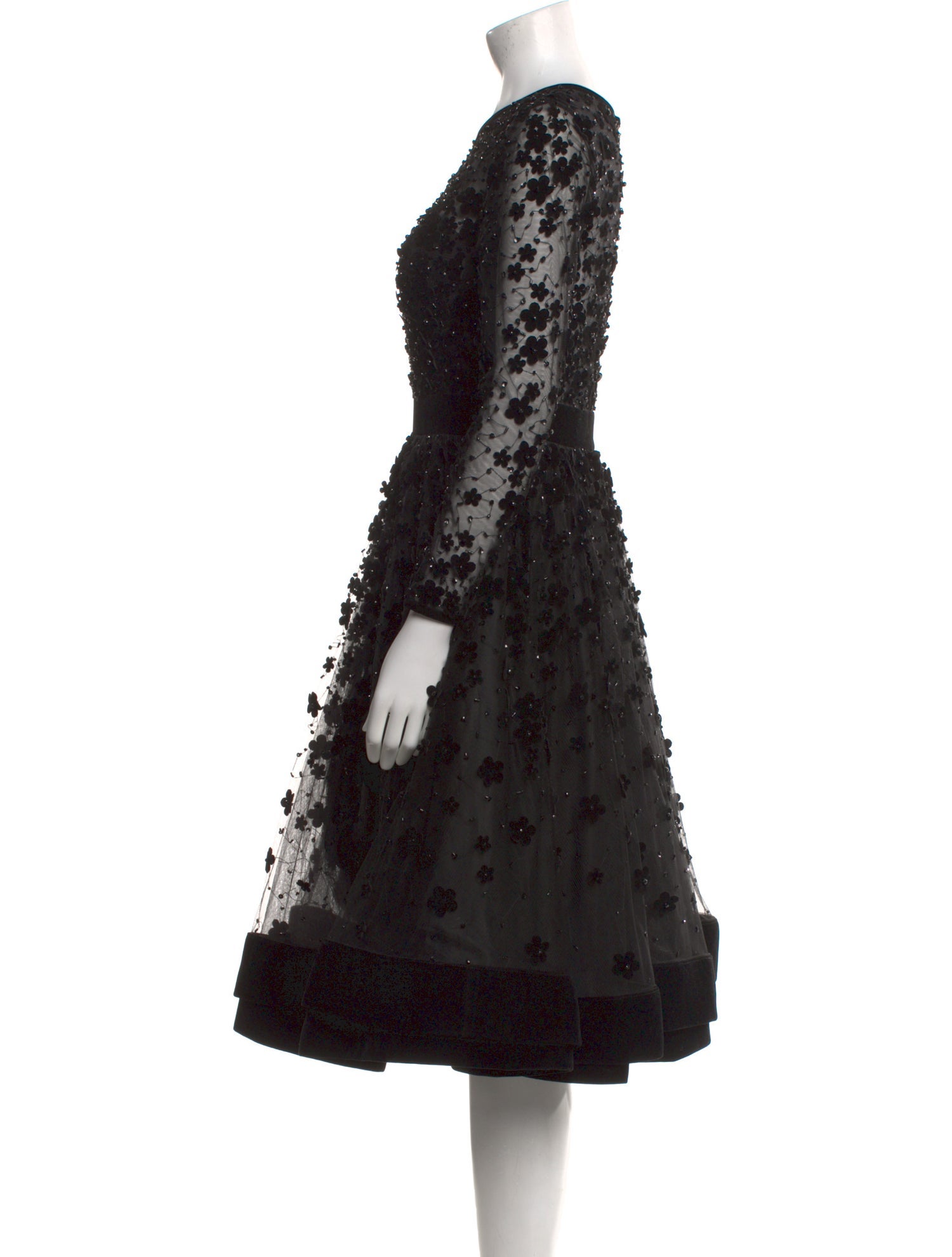 Mac Duggal Lace Pattern Midi Length Dress