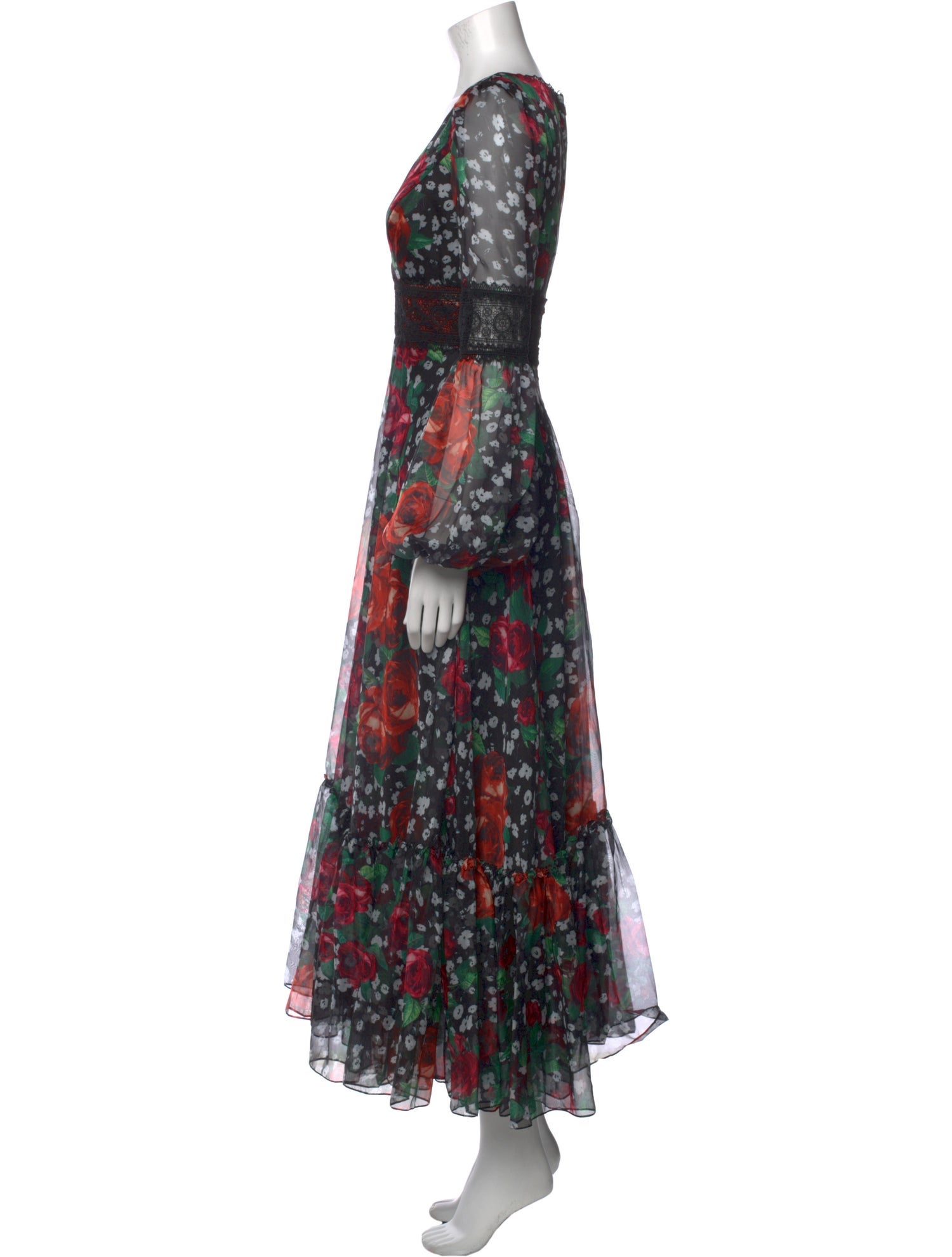 Mac Duggal Floral Print Long Dress