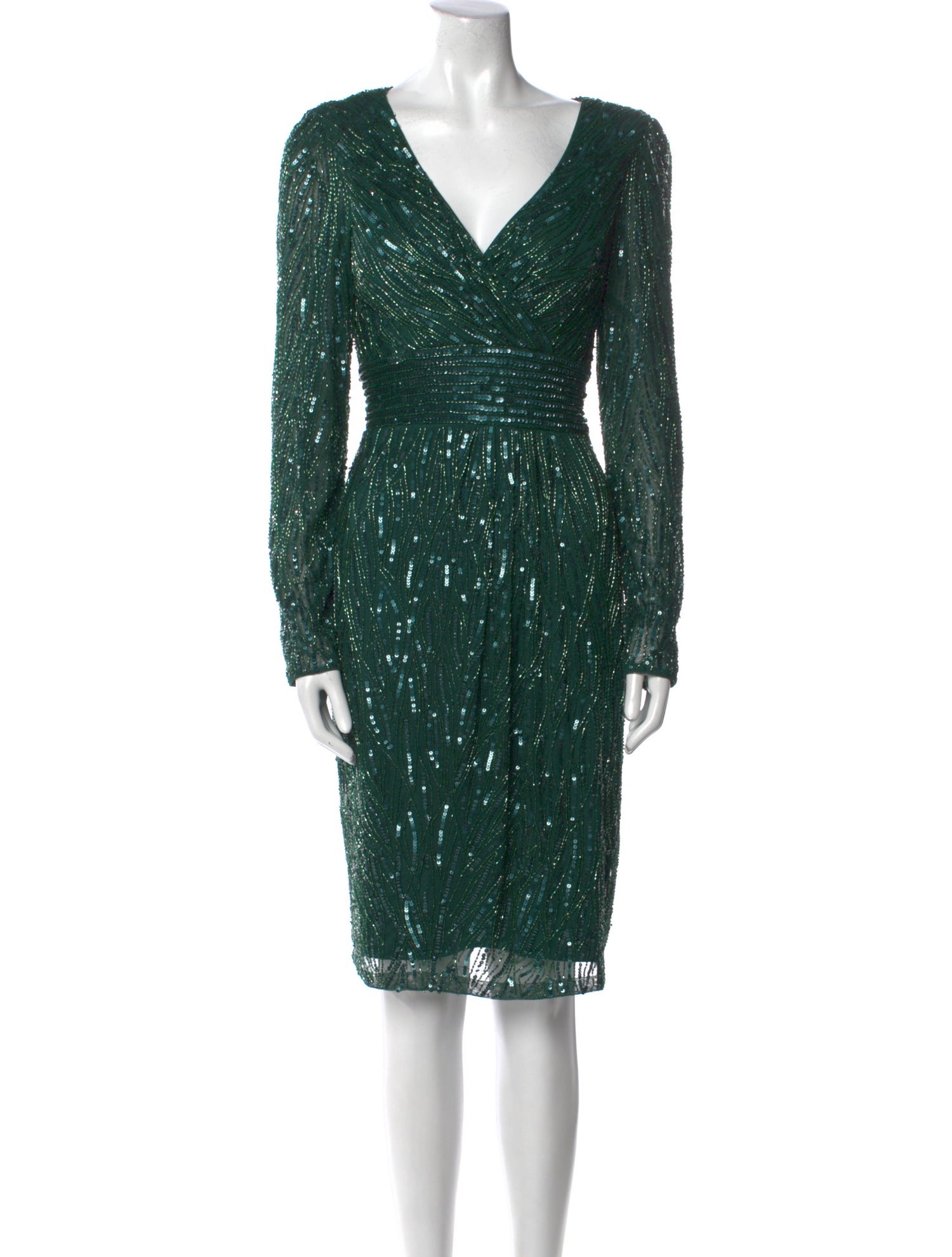 Mac Duggal V-Neck Knee-Length Dress