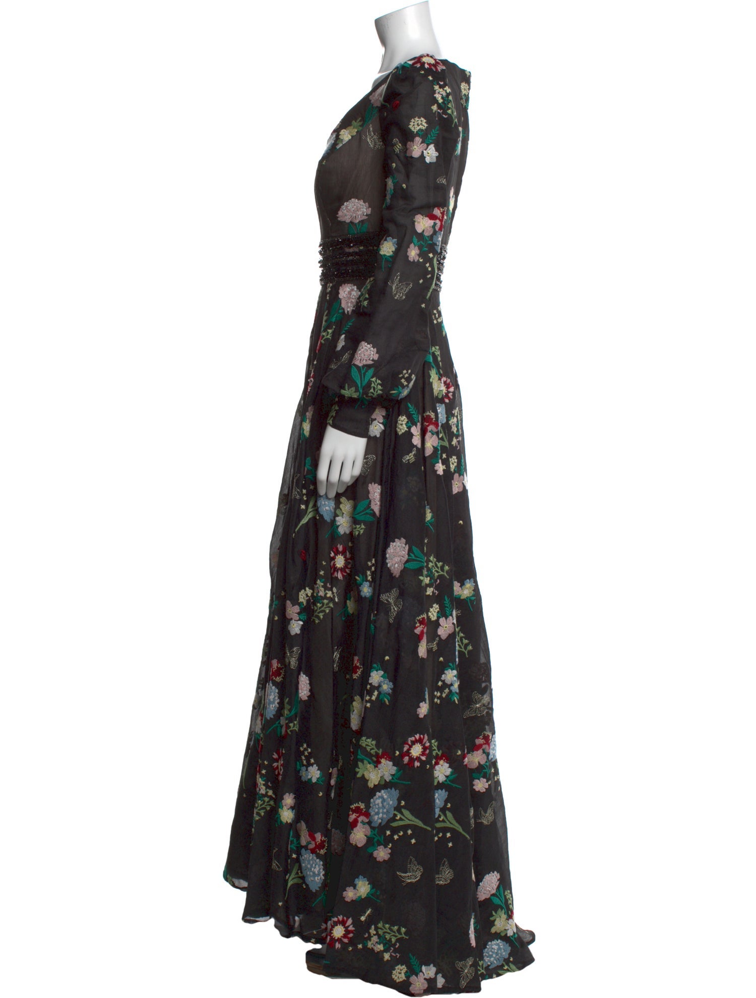 Mac Duggal Floral Print Long Dress w/ Tags