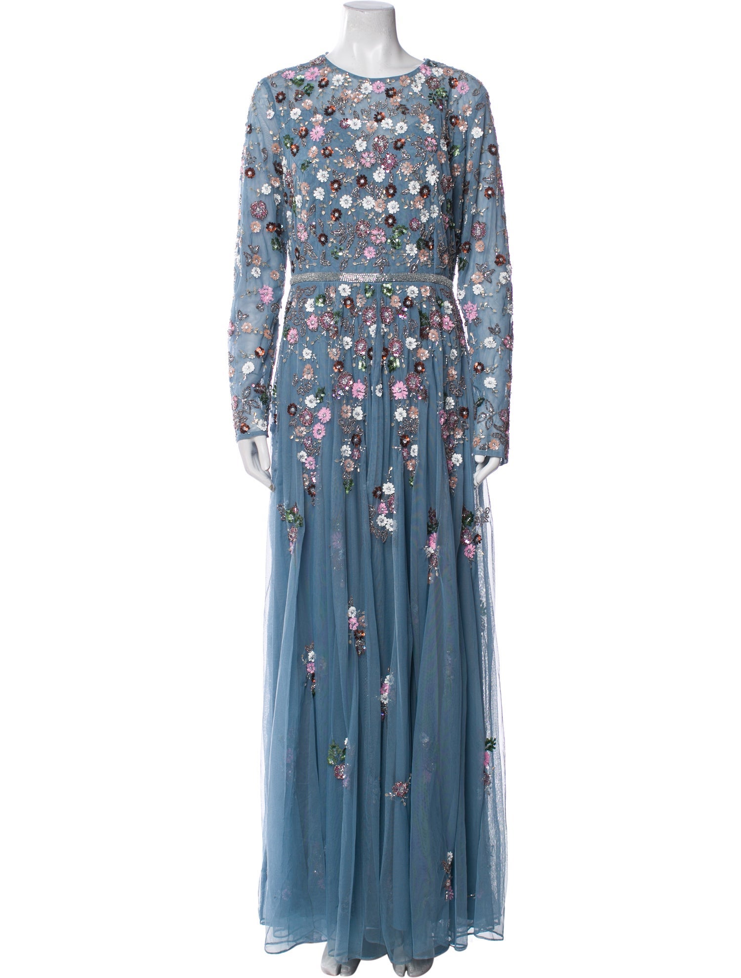 Mac Duggal Floral Print Long Dress