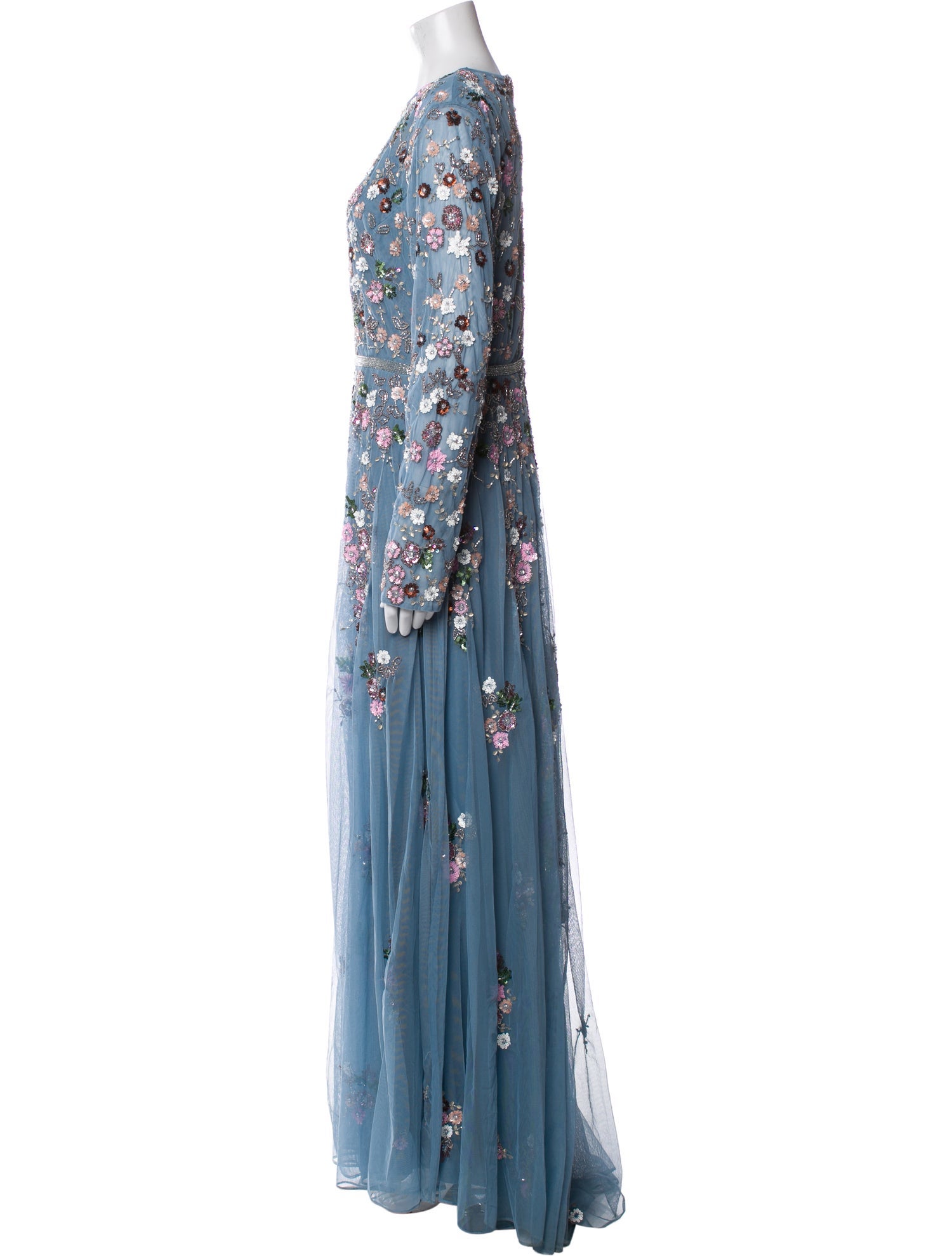 Mac Duggal Floral Print Long Dress