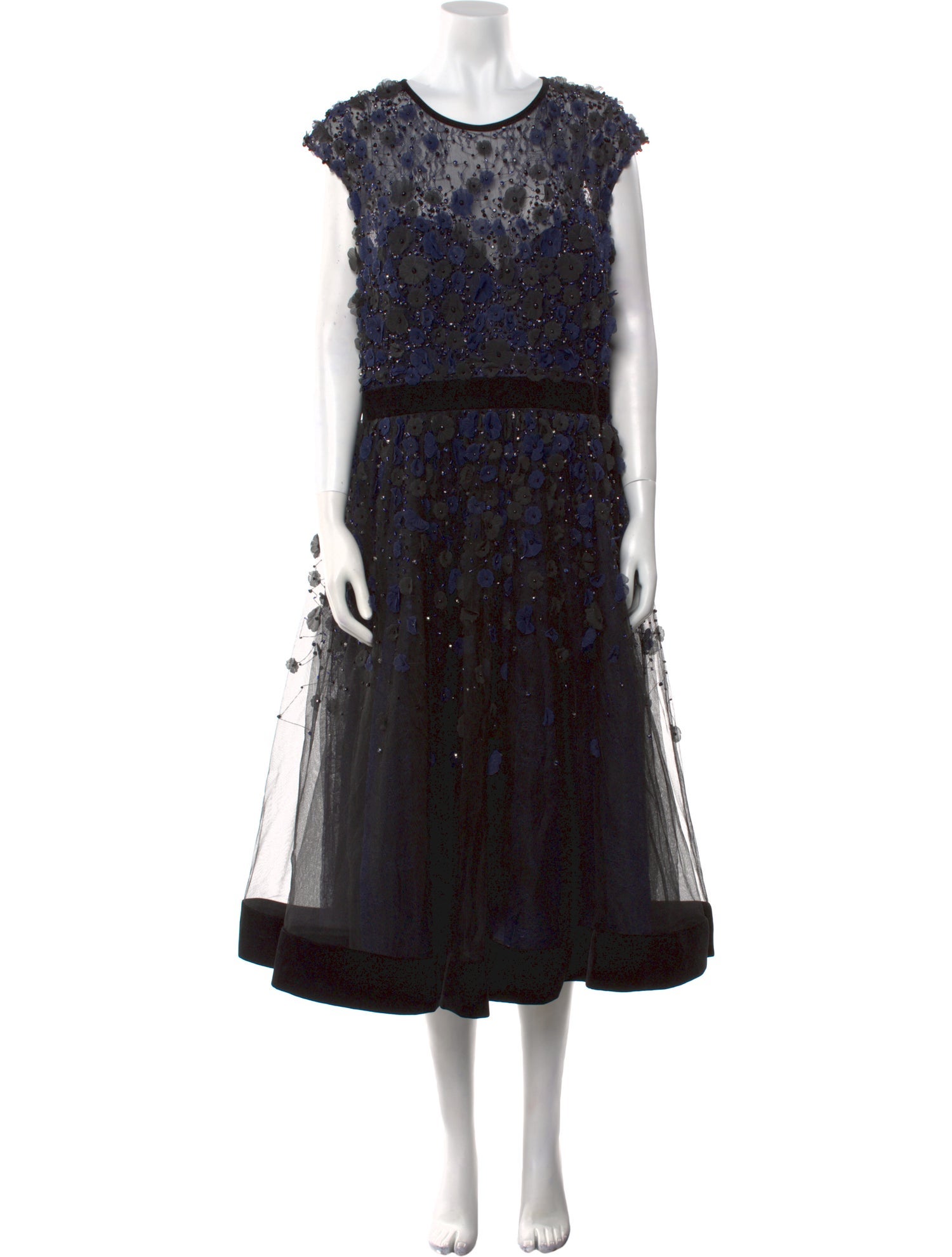 Mac Duggal Mesh Midi Length Dress