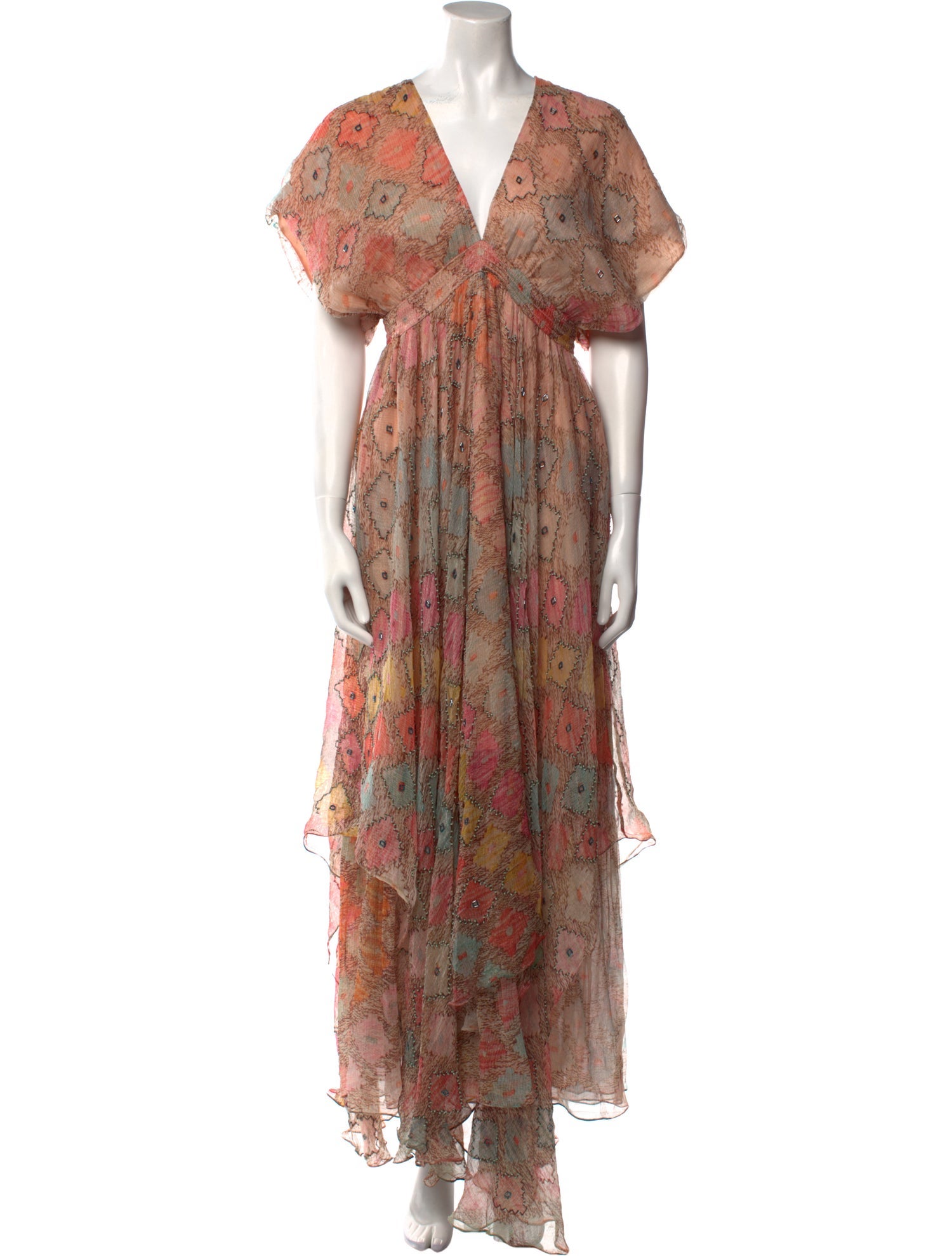 Mac Duggal Floral Print Long Dress