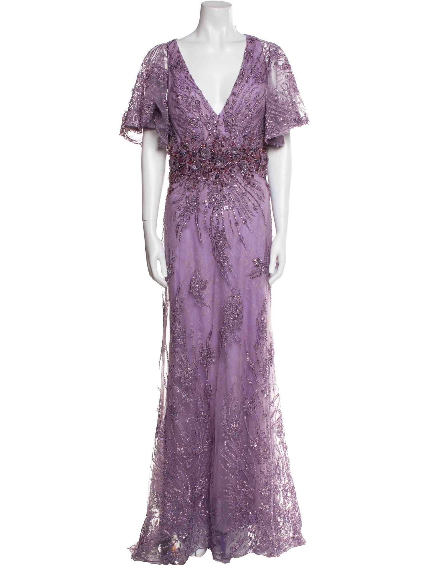 Mac Duggal Lace Pattern Long Dress