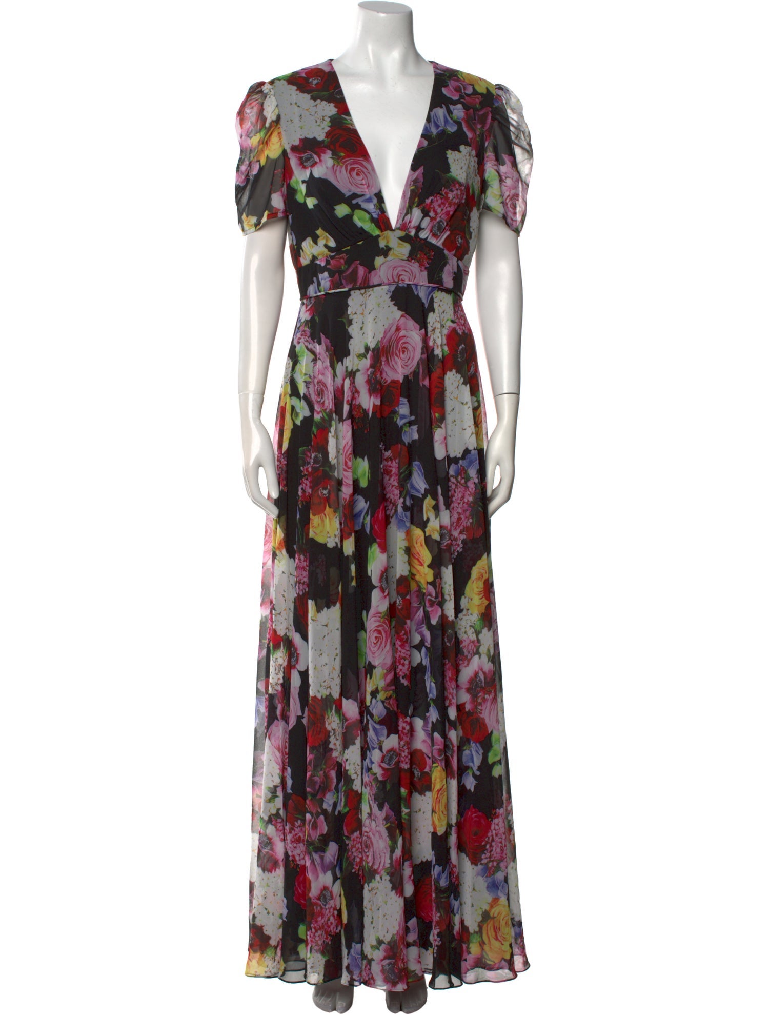 Mac Duggal Floral Print Long Dress