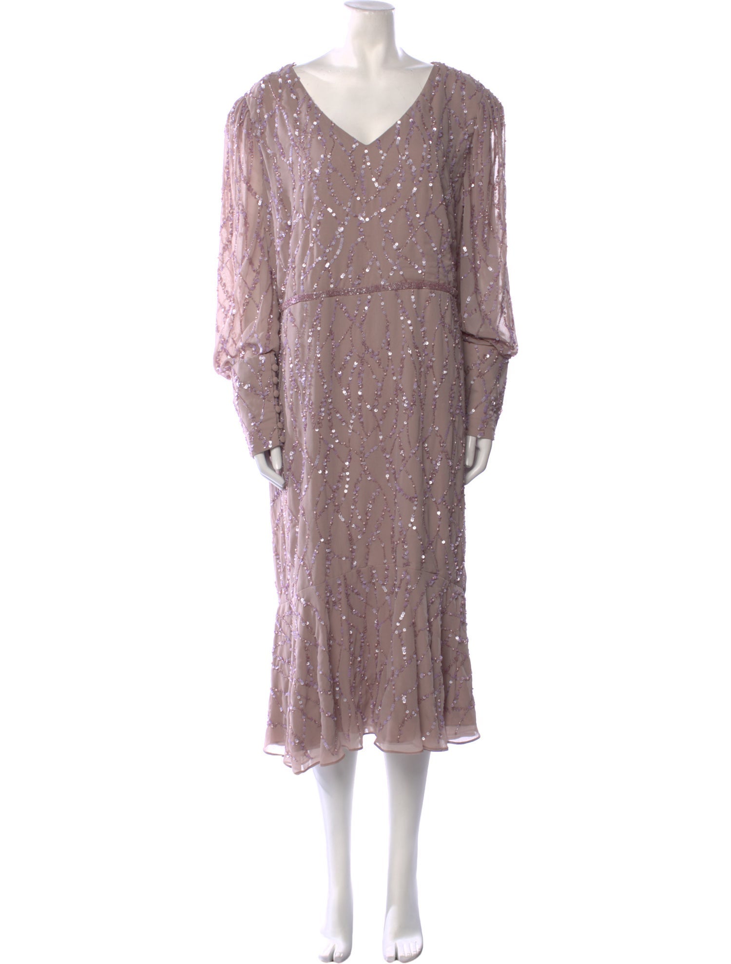 Mac Duggal V-Neck Midi Length Dress