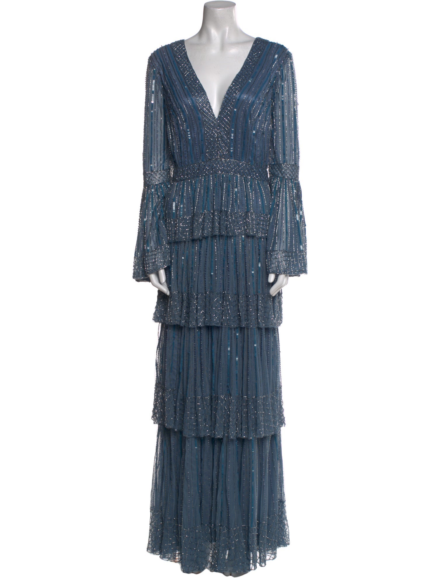 Mac Duggal Striped Long Dress w/ Tags