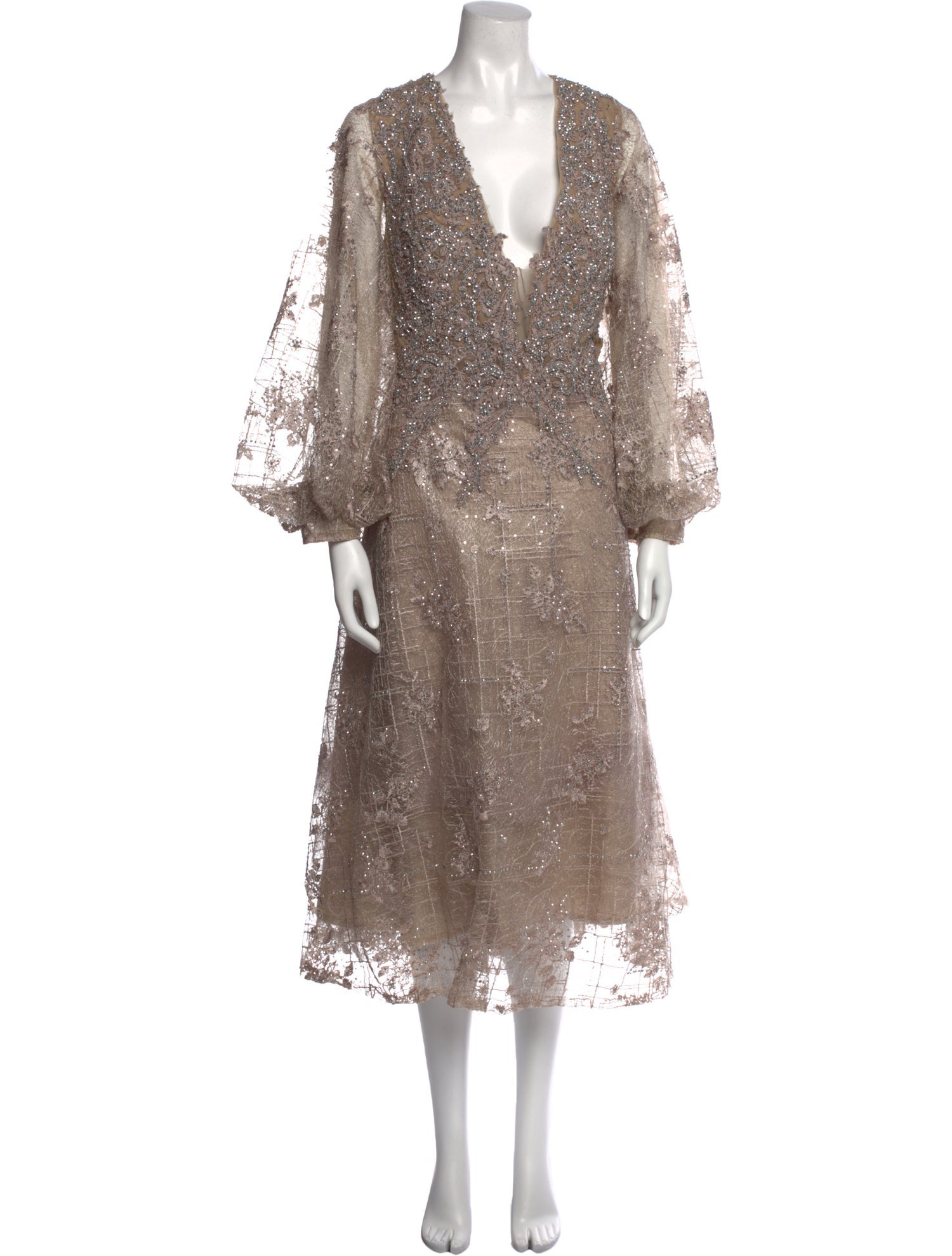 Mac Duggal V-Neck Midi Length Dress