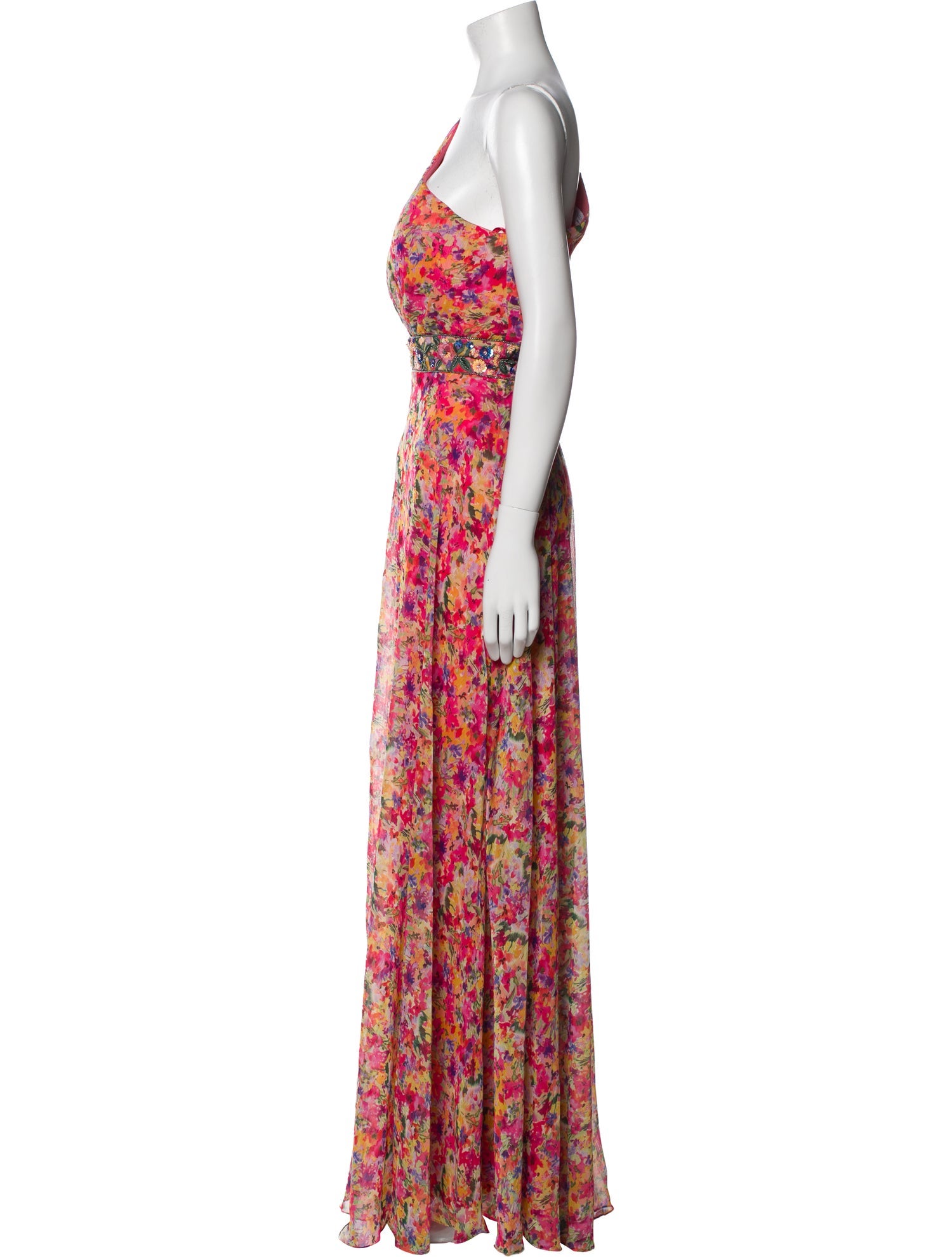 Mac Duggal Floral Print Long Dress w/ Tags