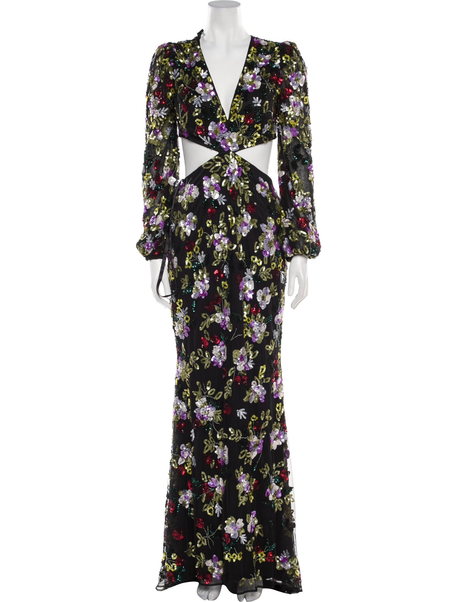 Mac Duggal Floral Print Long Dress w/ Tags