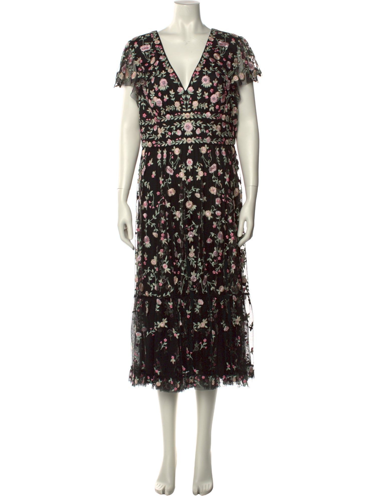 Mac Duggal Floral Print Long Dress