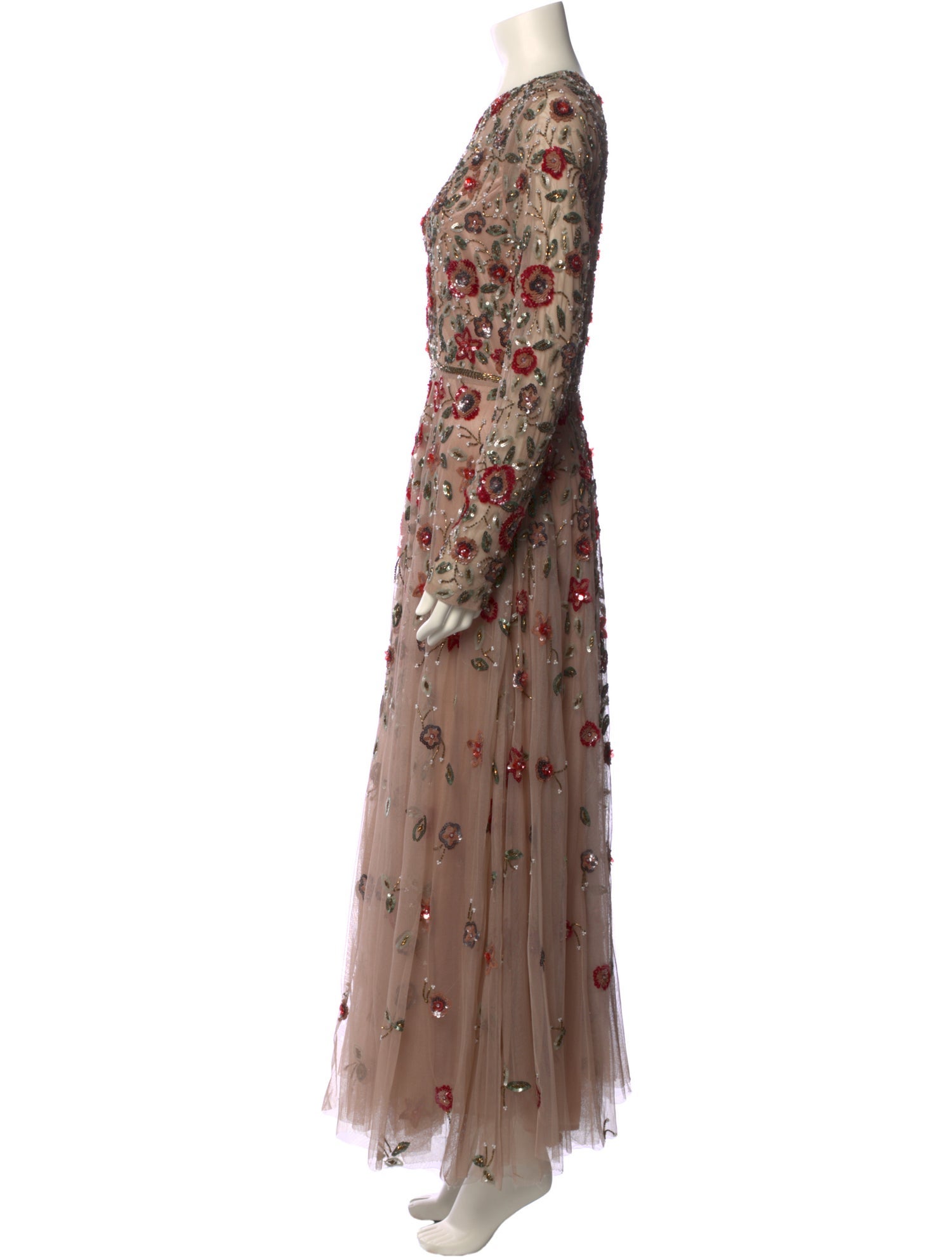 Mac Duggal Floral Print Long Dress