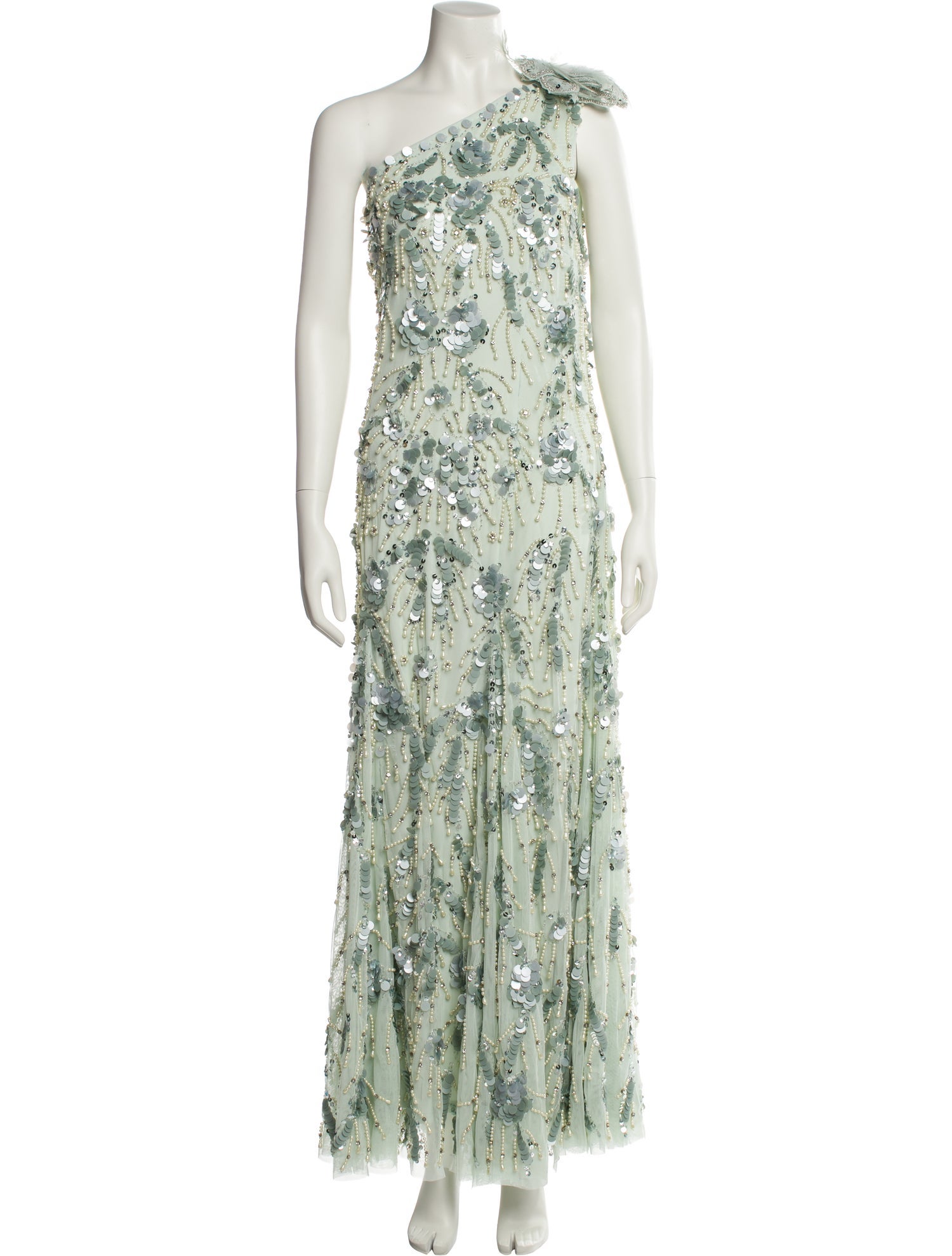 Mac Duggal Floral Print Long Dress