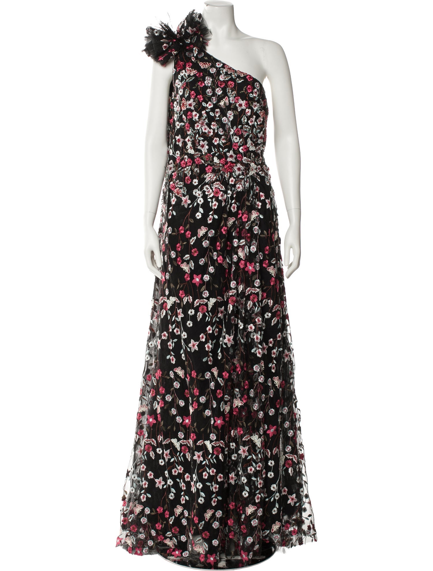 Mac Duggal Floral Print Long Dress